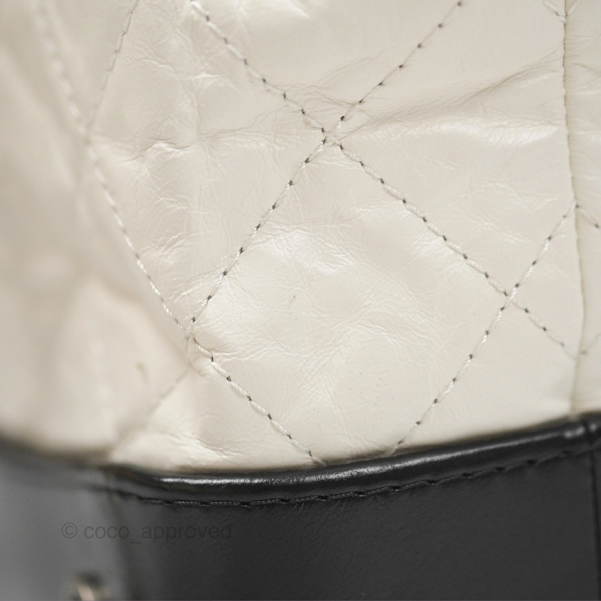 Chanel Small Gabrielle Backpack White Black Aged Calfskin