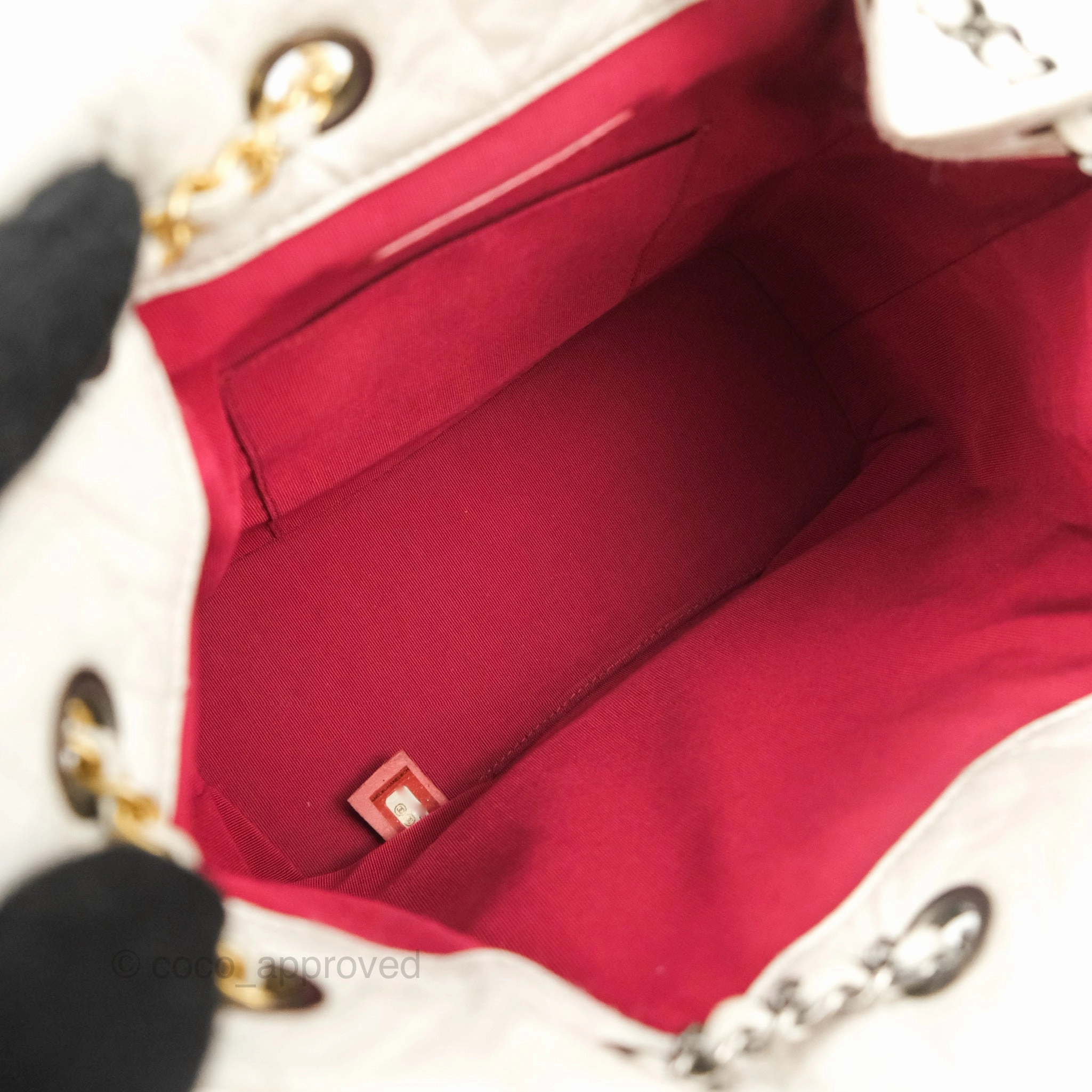 Chanel Small Gabrielle Backpack White Black Aged Calfskin