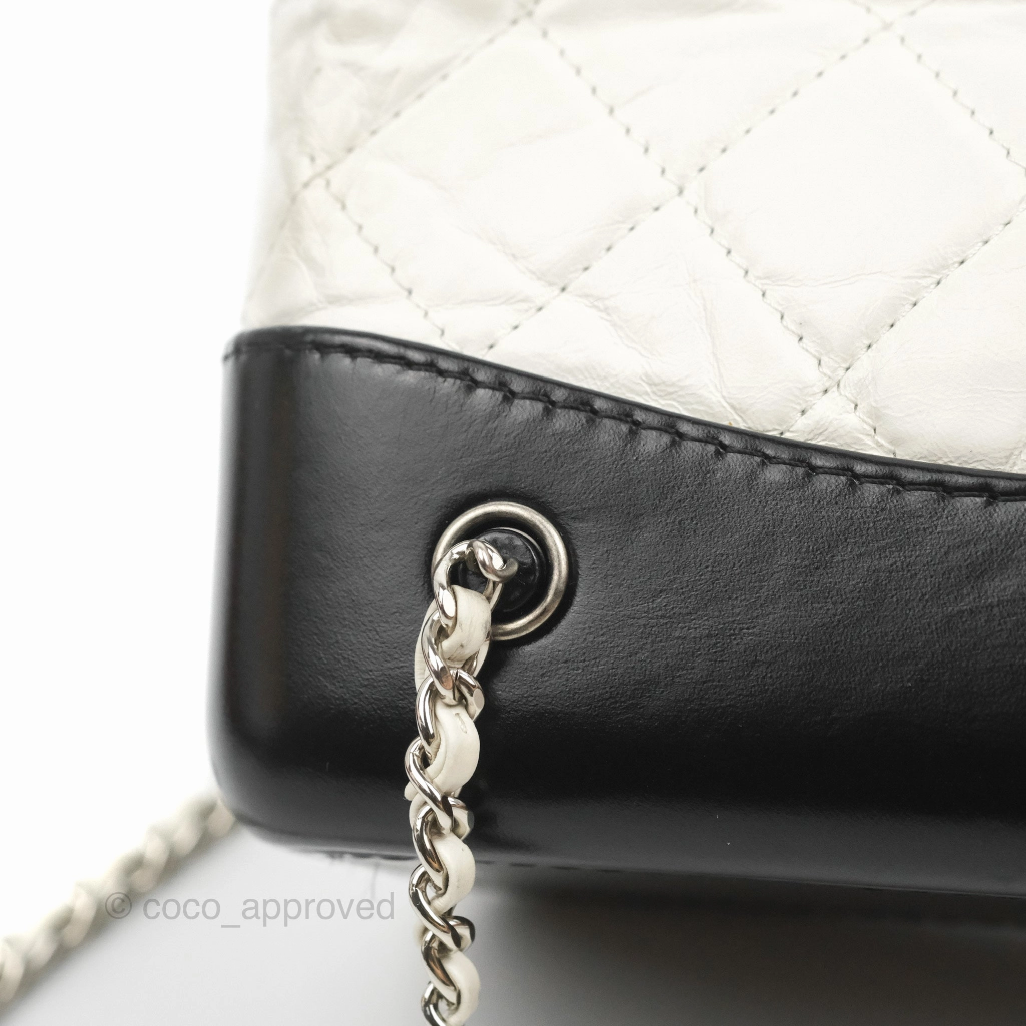 Chanel Small Gabrielle Backpack White Black Aged Calfskin