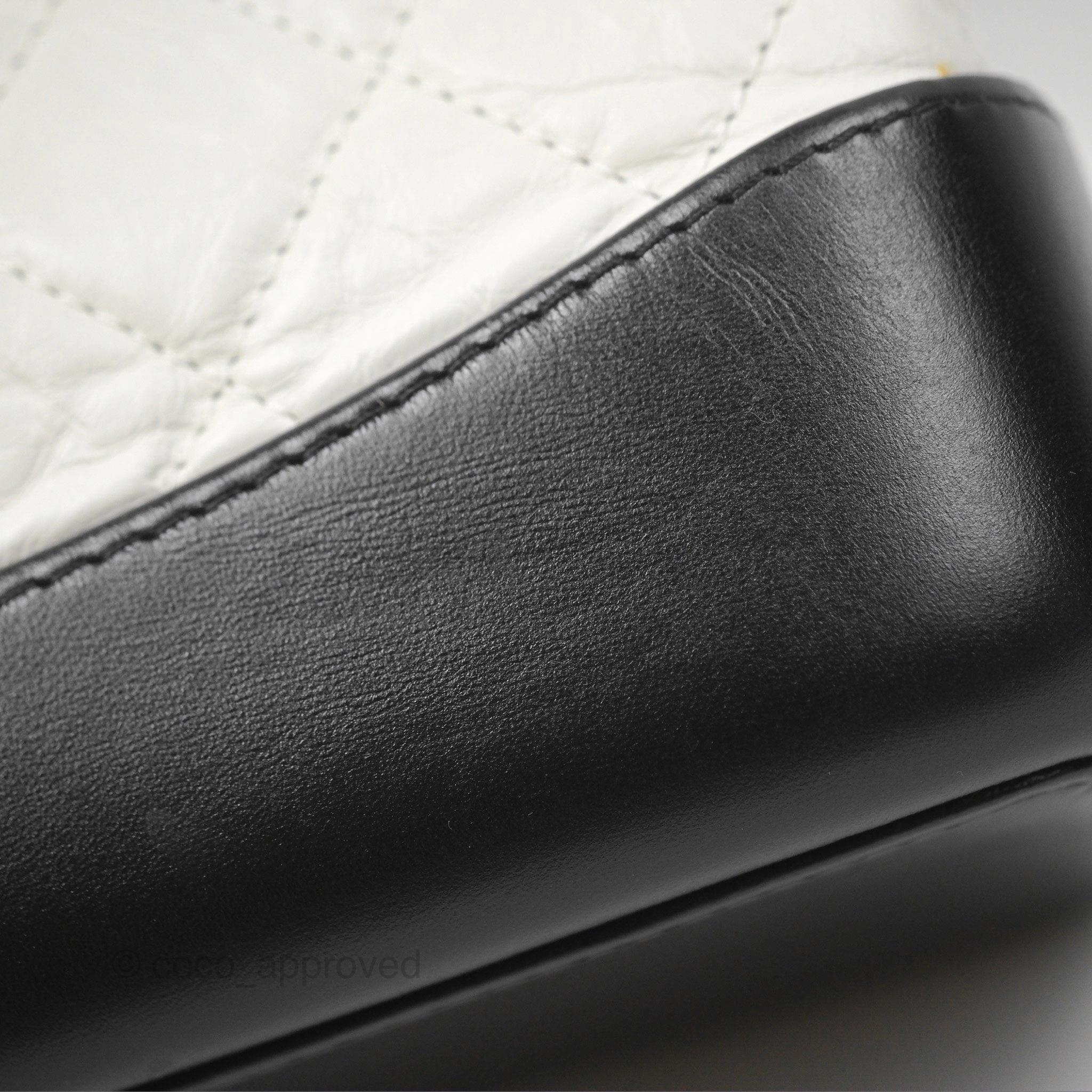 Chanel Small Gabrielle Backpack White Black Aged Calfskin