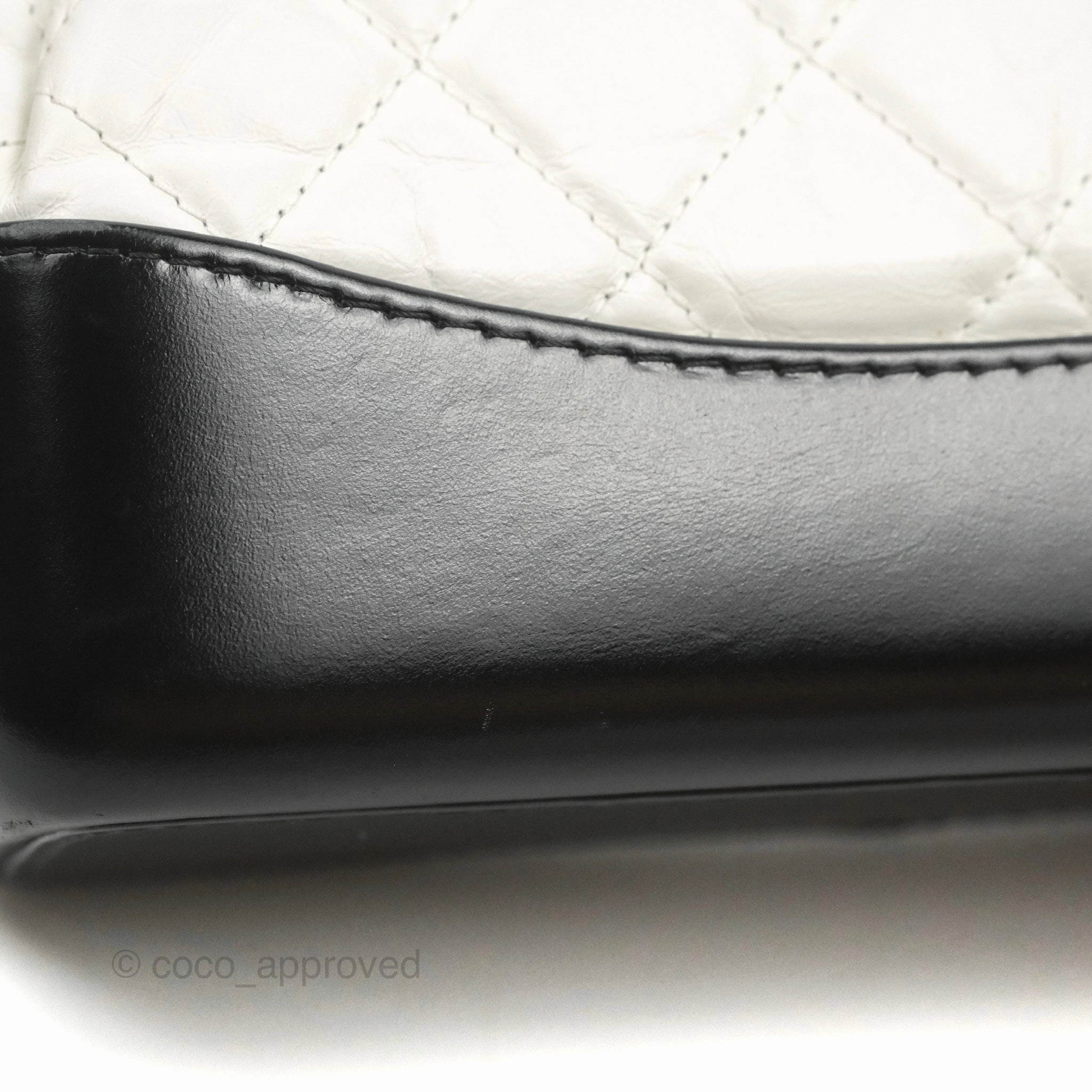 Chanel Small Gabrielle Backpack White Black Aged Calfskin