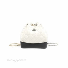 Chanel Small Gabrielle Backpack White Black Aged Calfskin