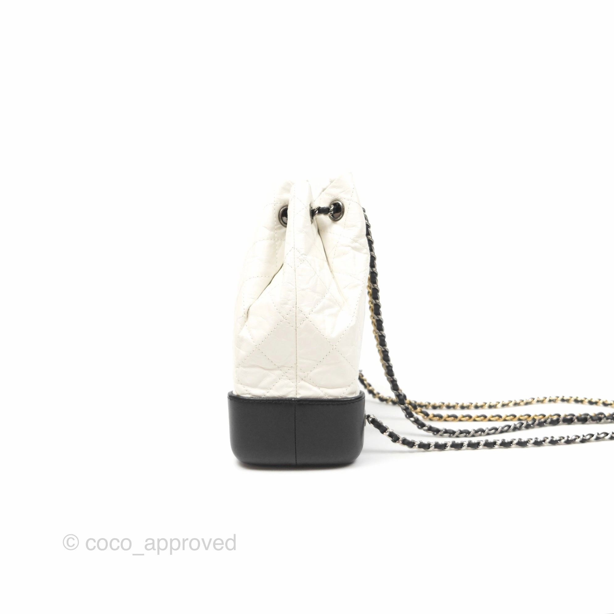 Chanel Small Gabrielle Backpack White Black Aged Calfskin