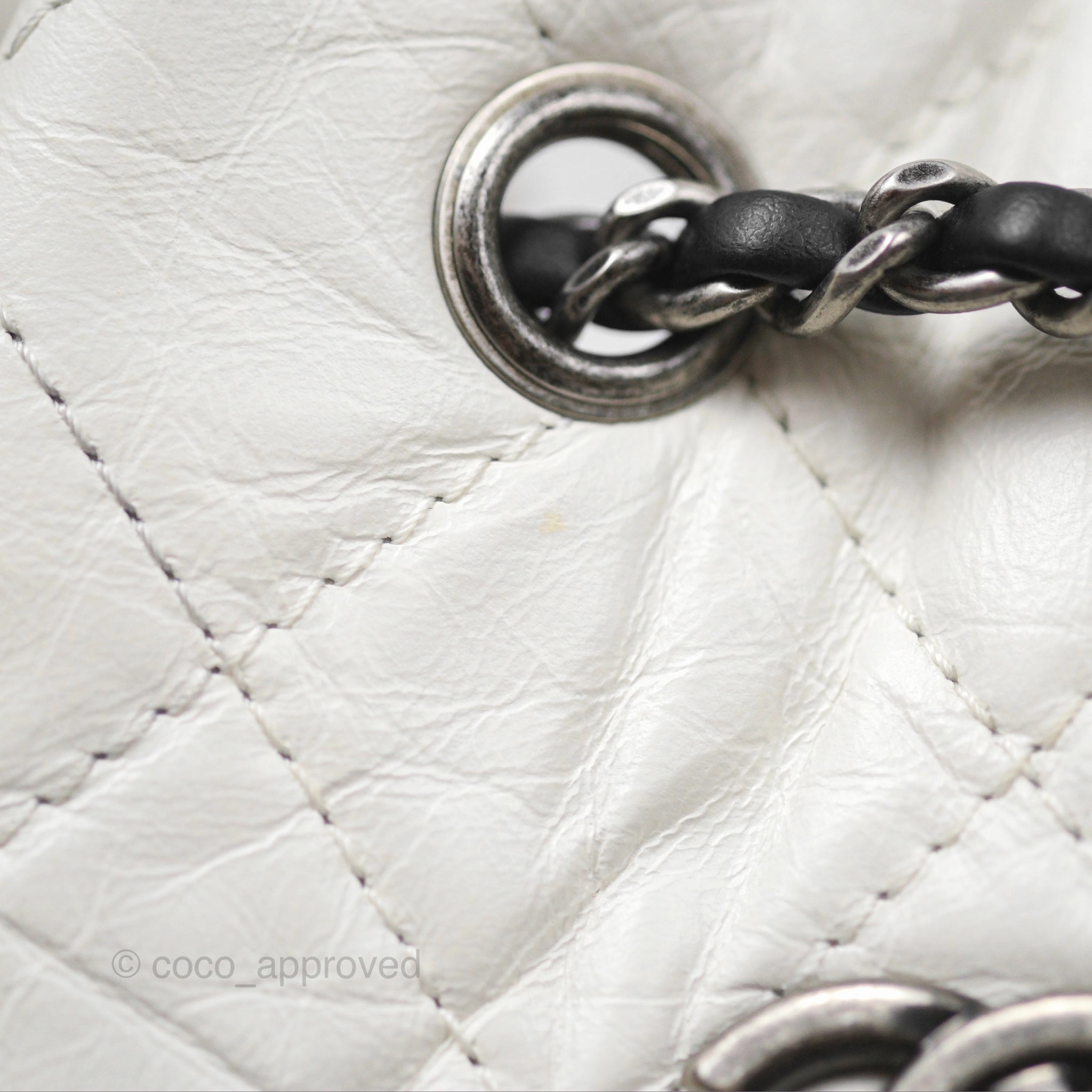 Chanel Small Gabrielle Backpack White Black Aged Calfskin