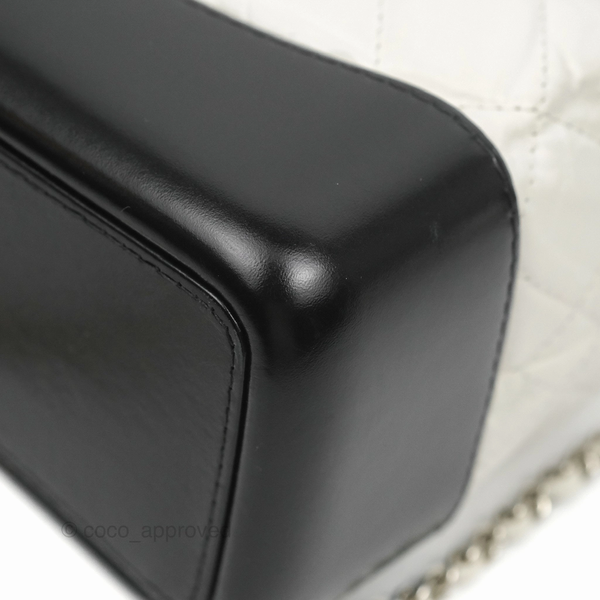 Chanel Small Gabrielle Backpack White Black Aged Calfskin