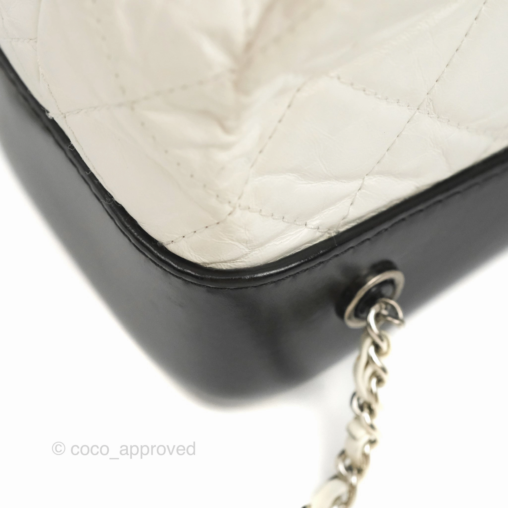Chanel Small Gabrielle Backpack White Black Aged Calfskin