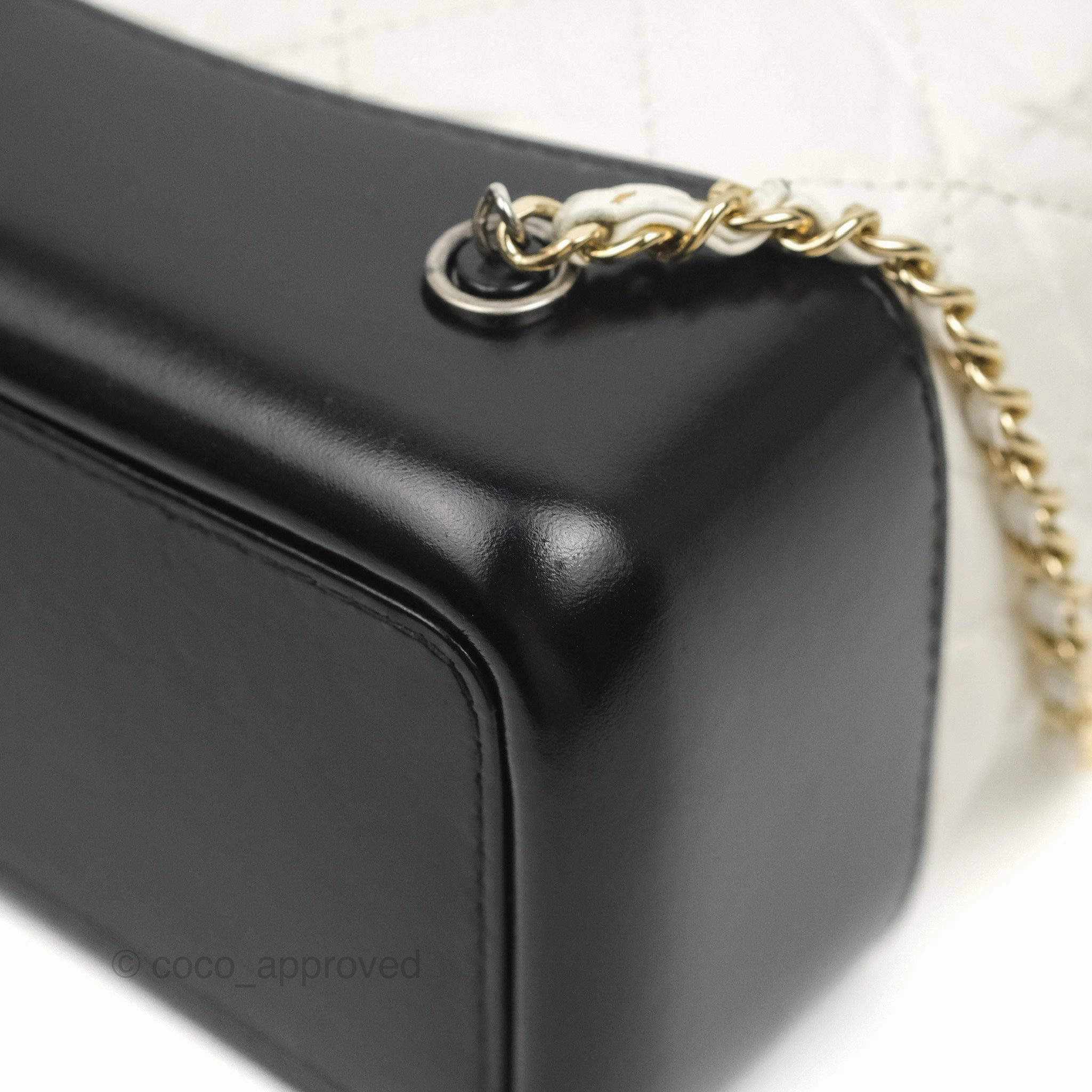 Chanel Small Gabrielle Backpack White Black Aged Calfskin