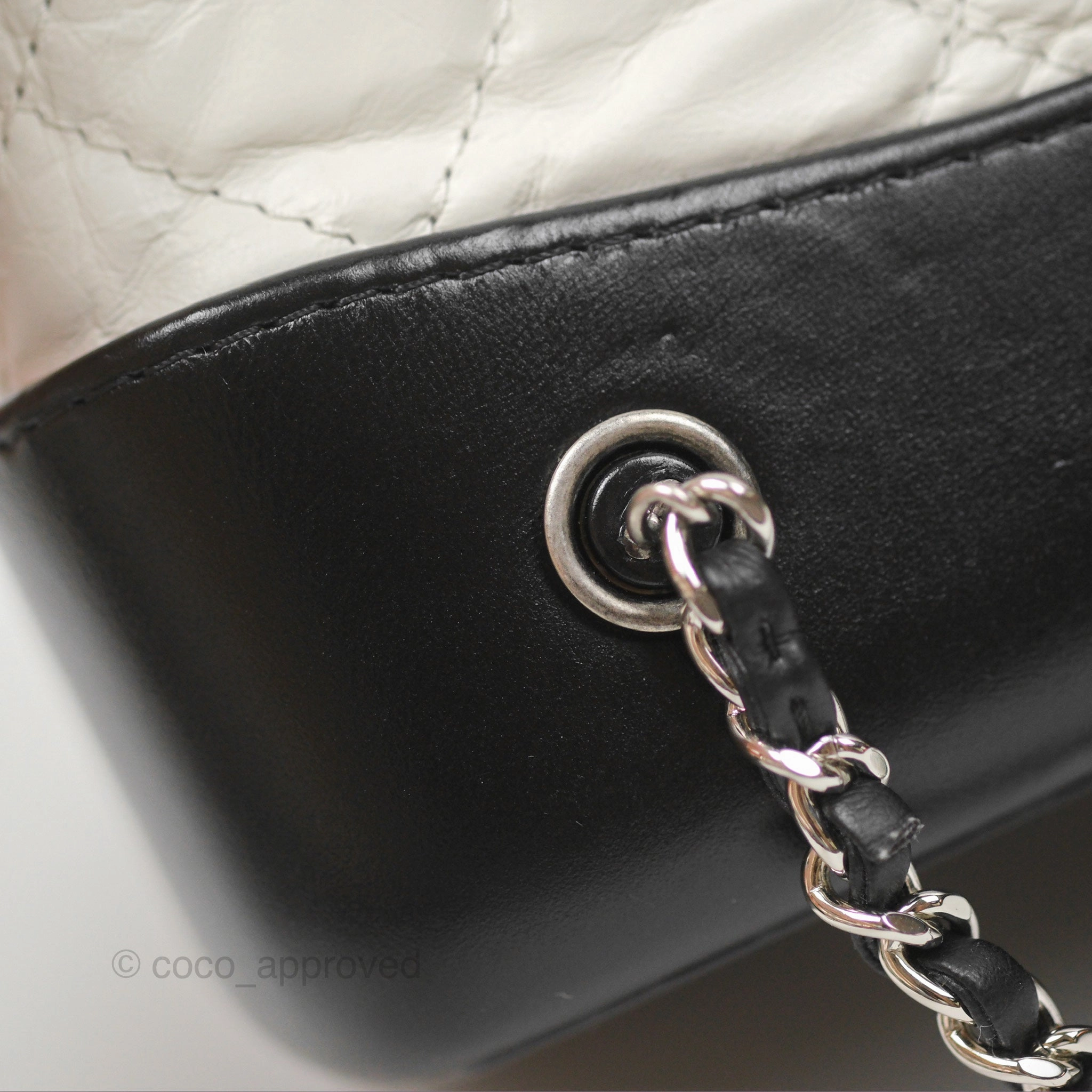 Chanel Small Gabrielle Backpack White Black Aged Calfskin