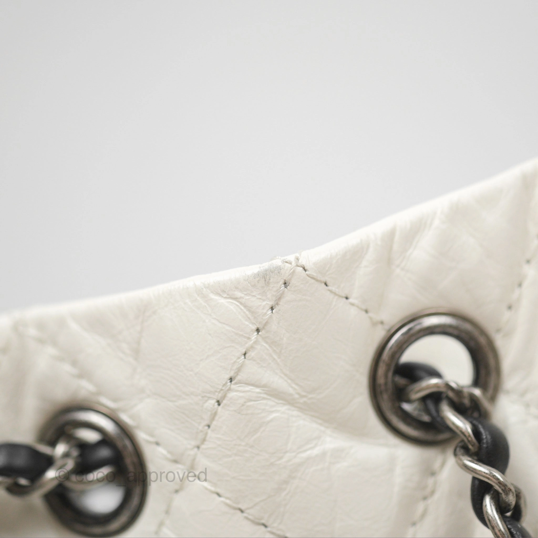 Chanel Small Gabrielle Backpack White Black Aged Calfskin