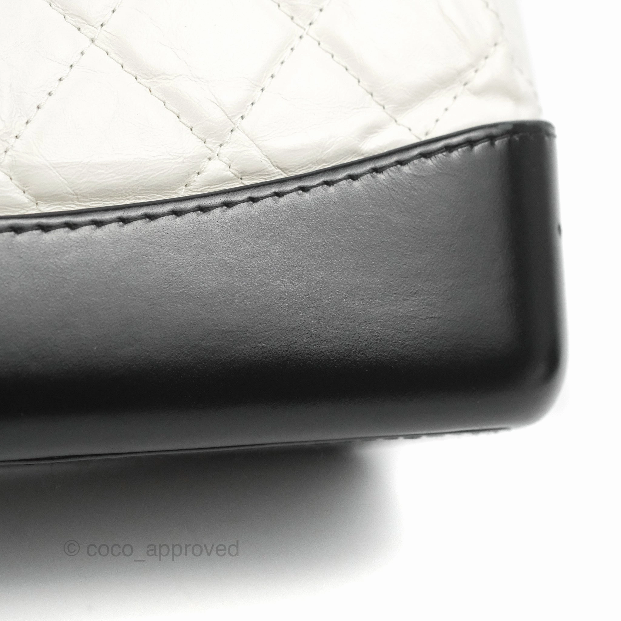 Chanel Small Gabrielle Backpack White Black Aged Calfskin