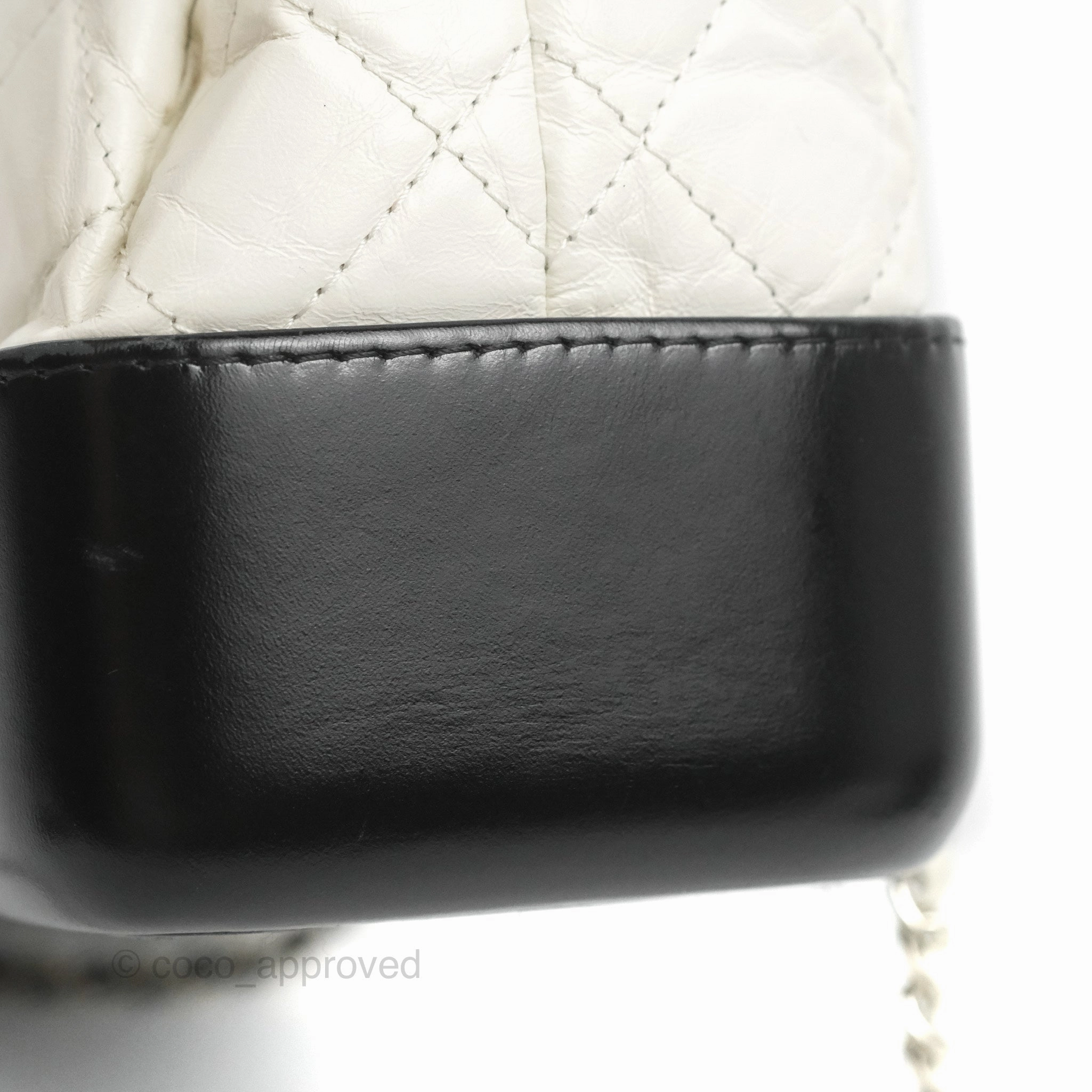 Chanel Small Gabrielle Backpack White Black Aged Calfskin