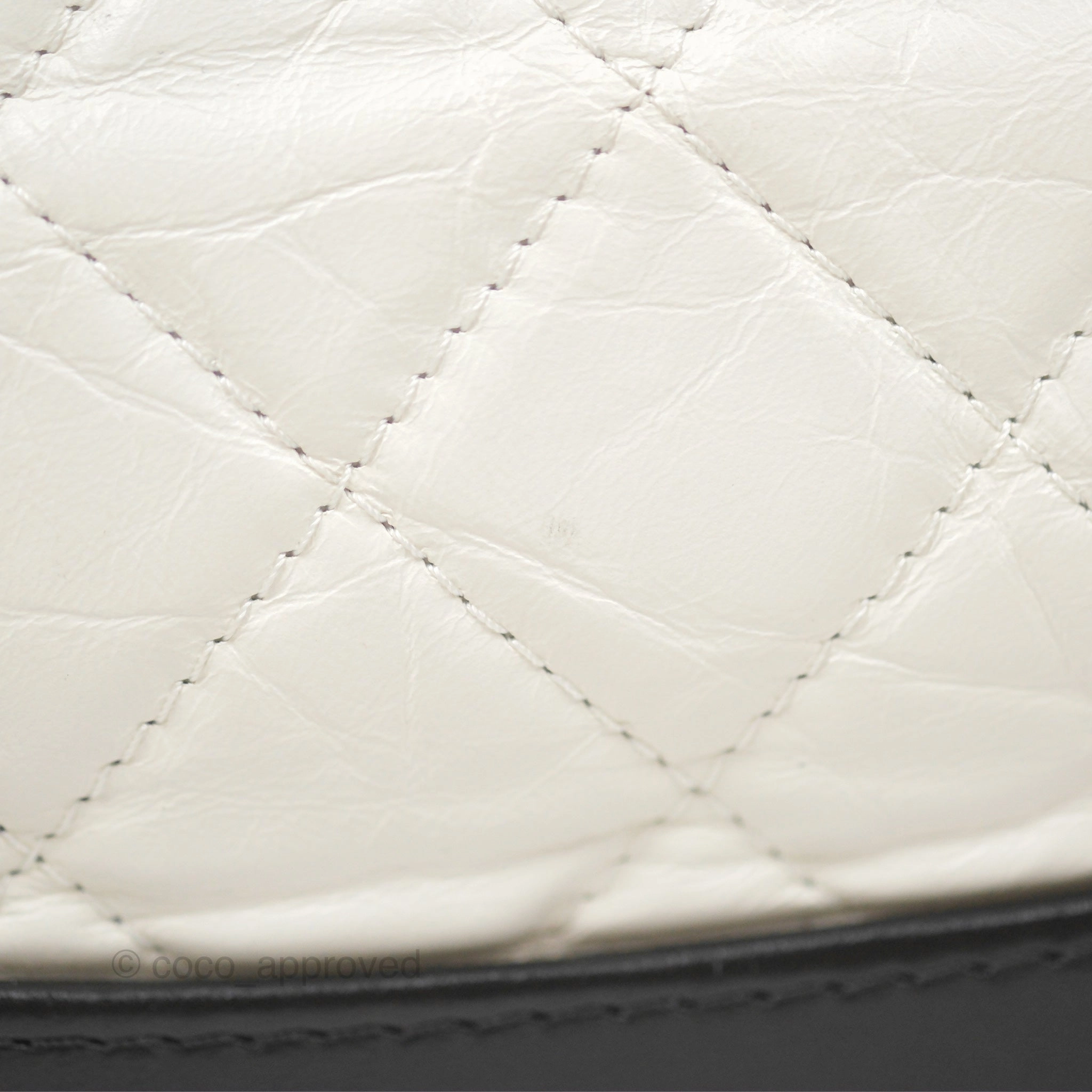 Chanel Small Gabrielle Backpack White Black Aged Calfskin