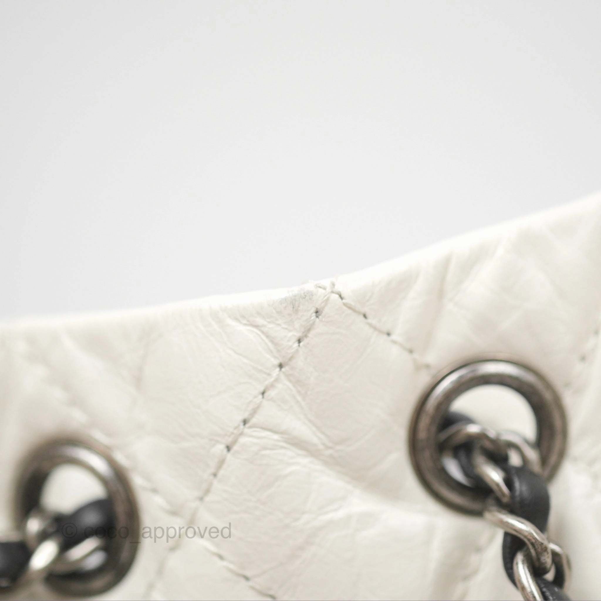 Chanel Small Gabrielle Backpack White Black Aged Calfskin