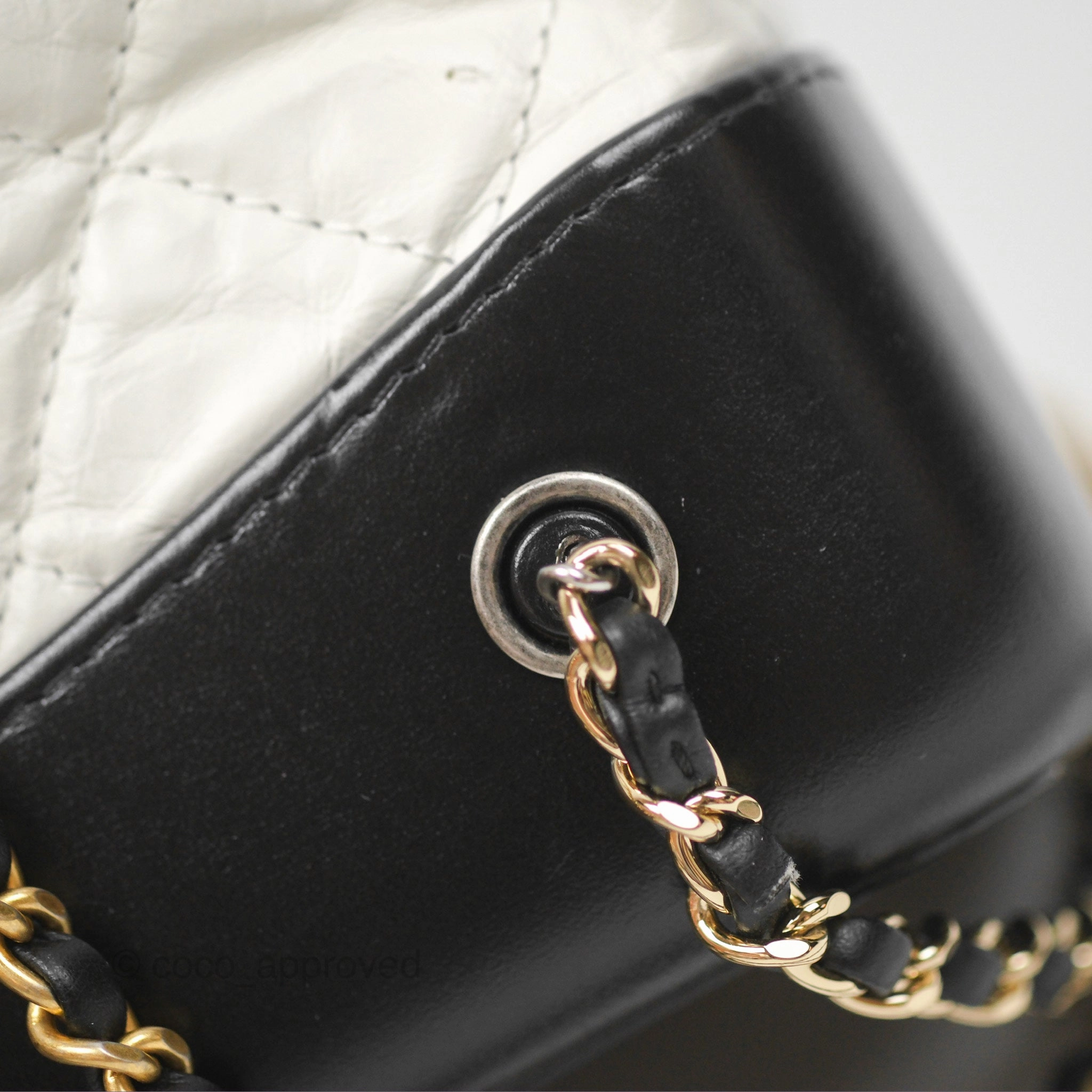 Chanel Small Gabrielle Backpack White Black Aged Calfskin