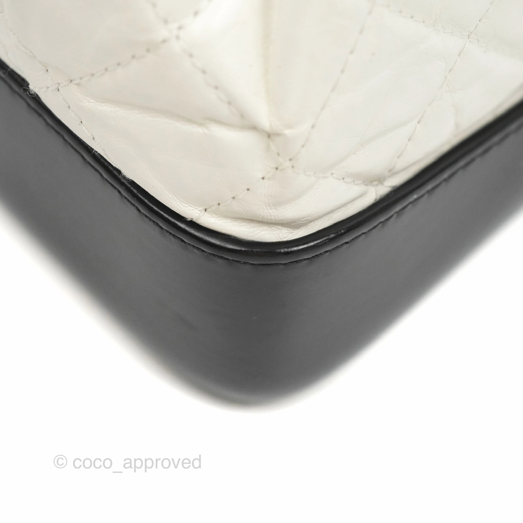 Chanel Small Gabrielle Backpack White Black Aged Calfskin