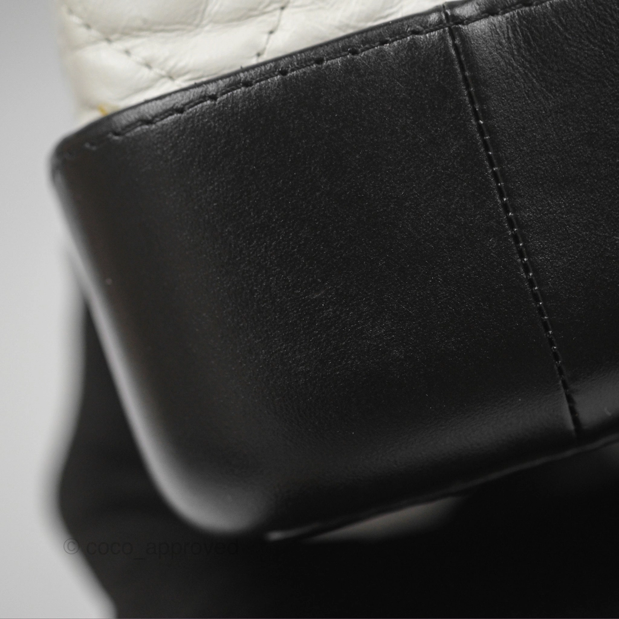 Chanel Small Gabrielle Backpack White Black Aged Calfskin
