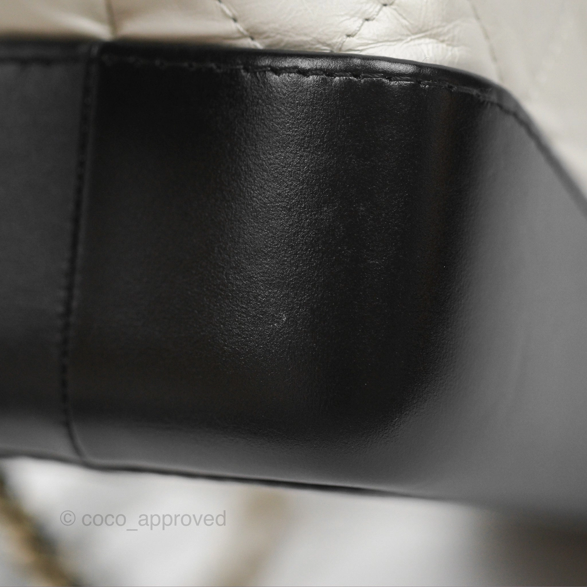 Chanel Small Gabrielle Backpack White Black Aged Calfskin
