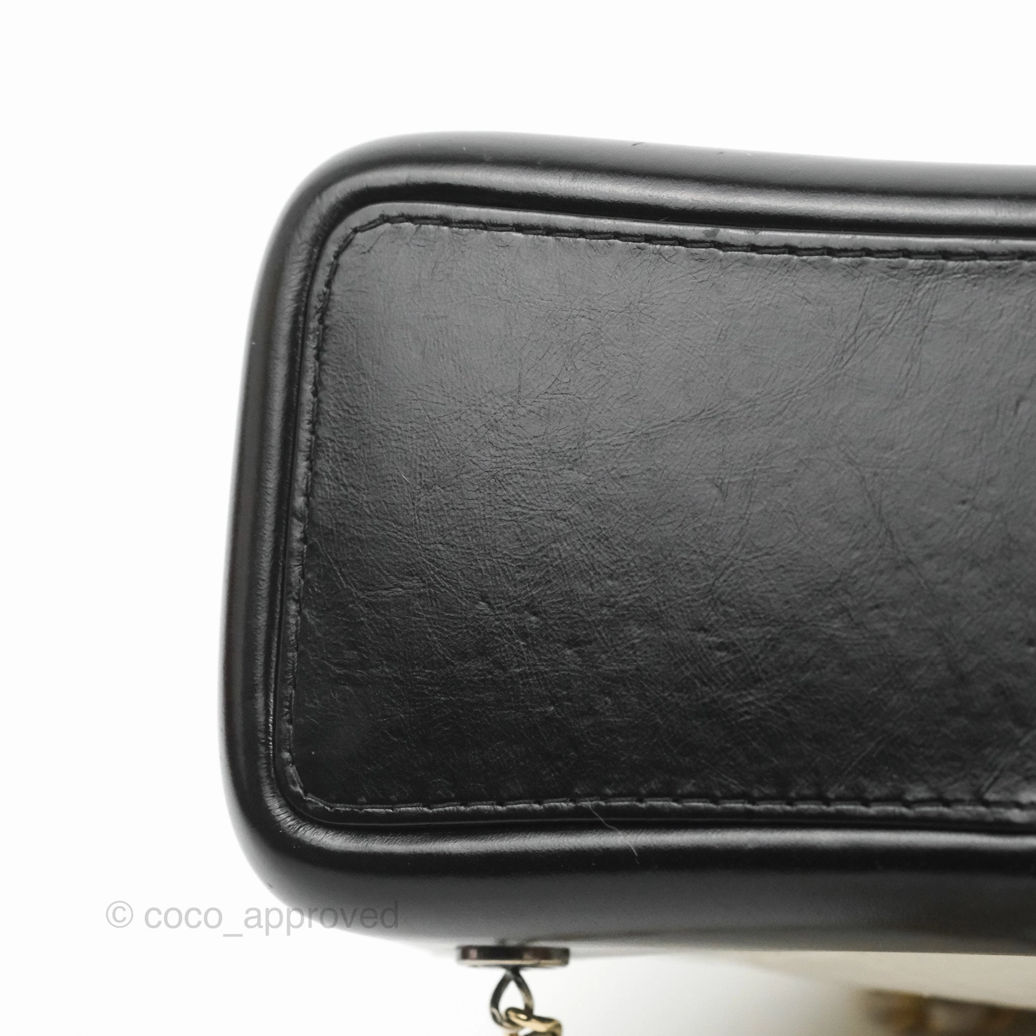 Chanel Small Gabrielle Backpack White Black Aged Calfskin