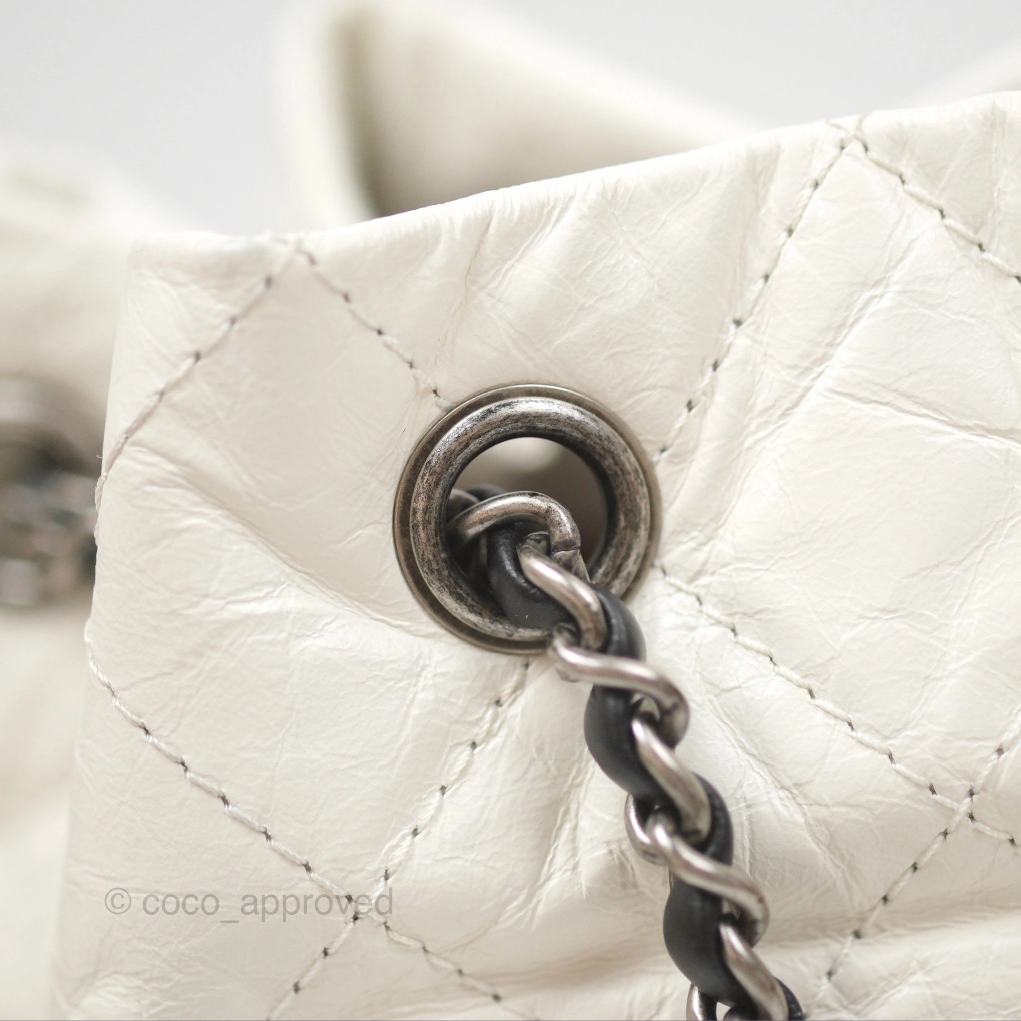 Chanel Small Gabrielle Backpack White Black Aged Calfskin