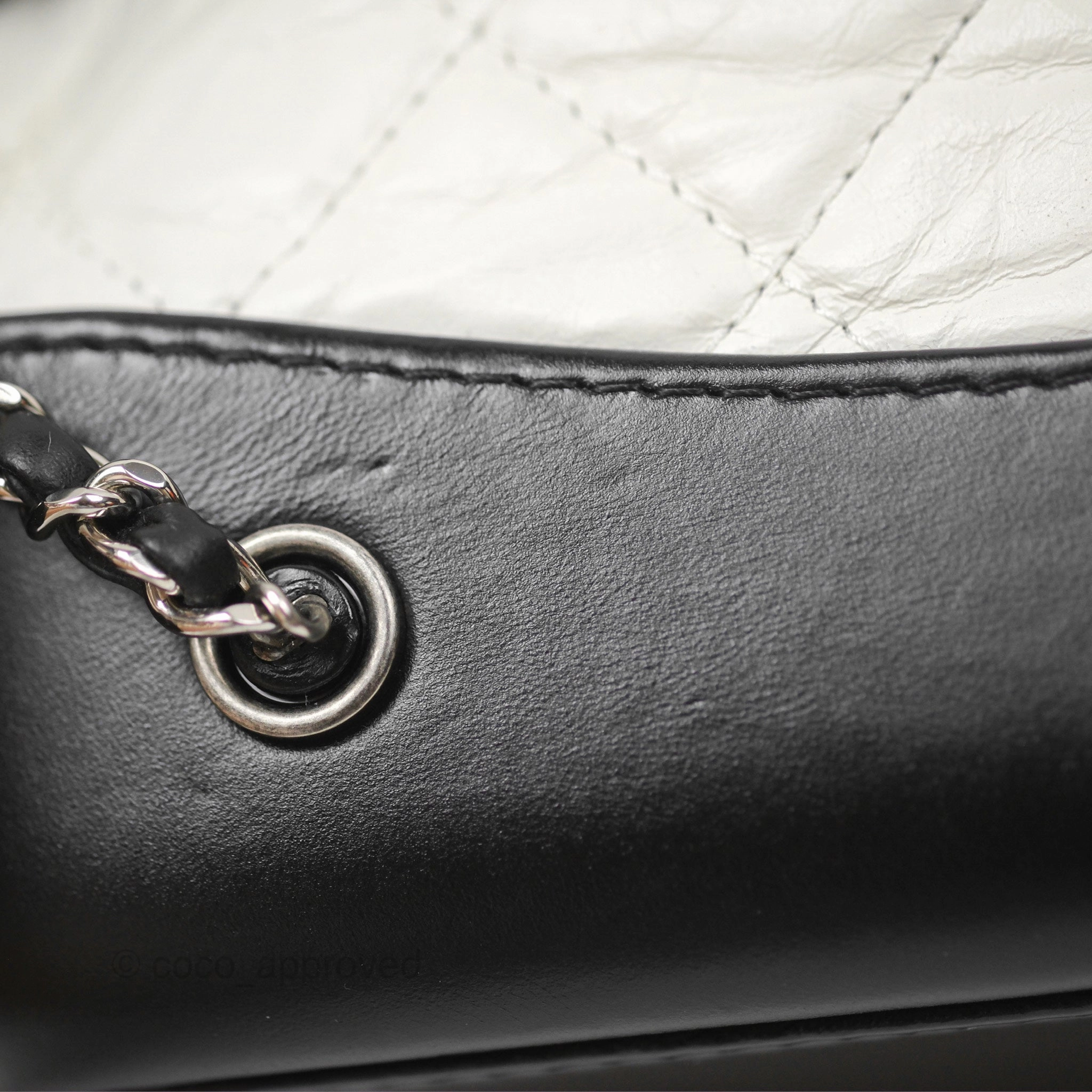 Chanel Small Gabrielle Backpack White Black Aged Calfskin