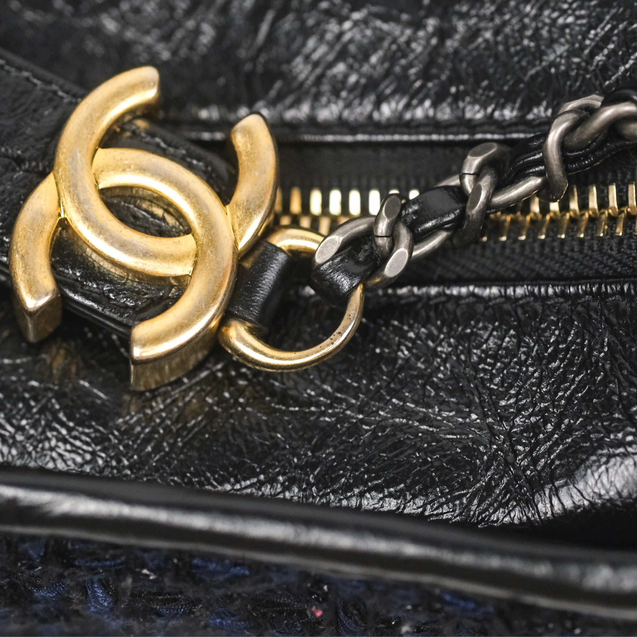 Chanel Small Gabrielle Hobo Black Navy Tweed
