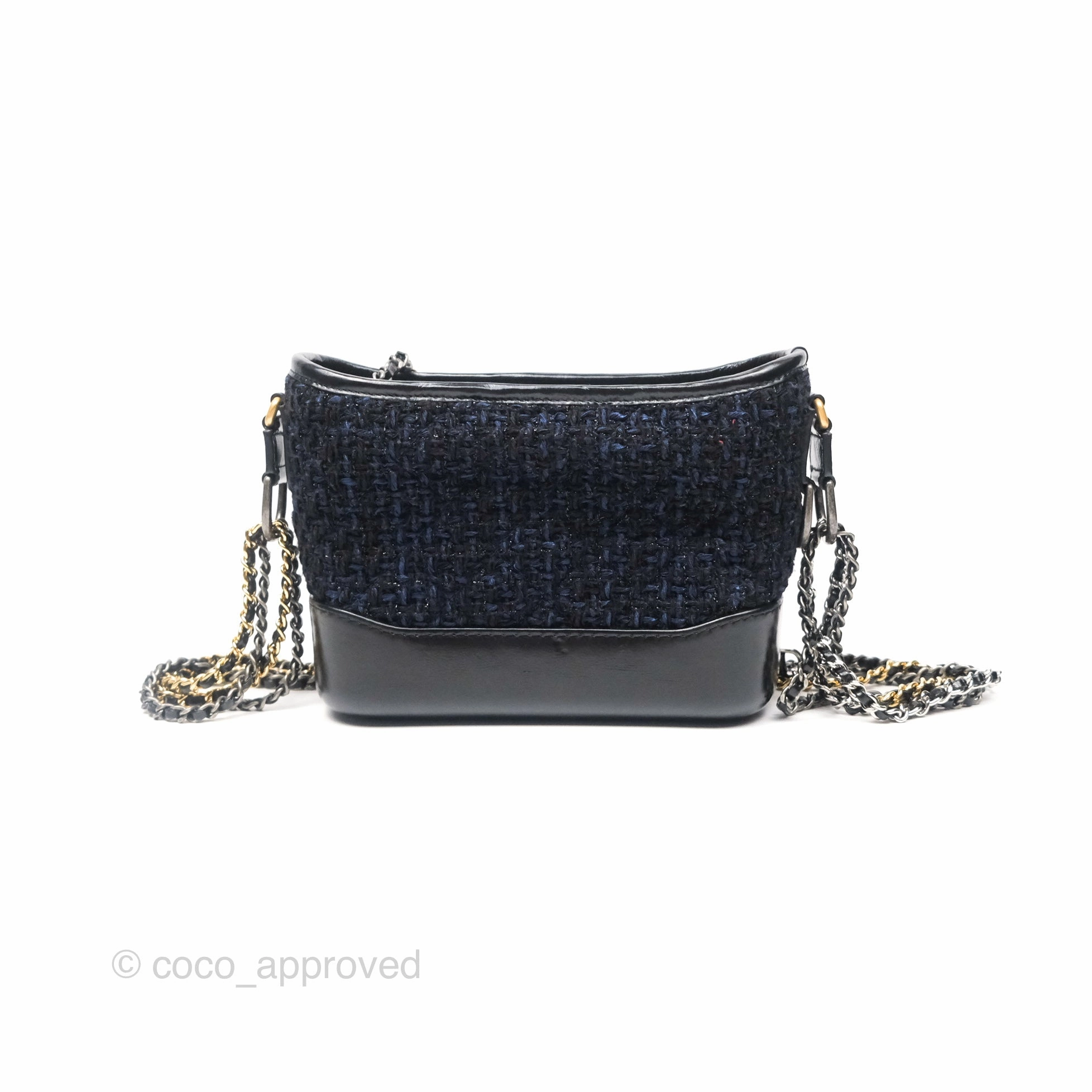 Chanel Small Gabrielle Hobo Black Navy Tweed