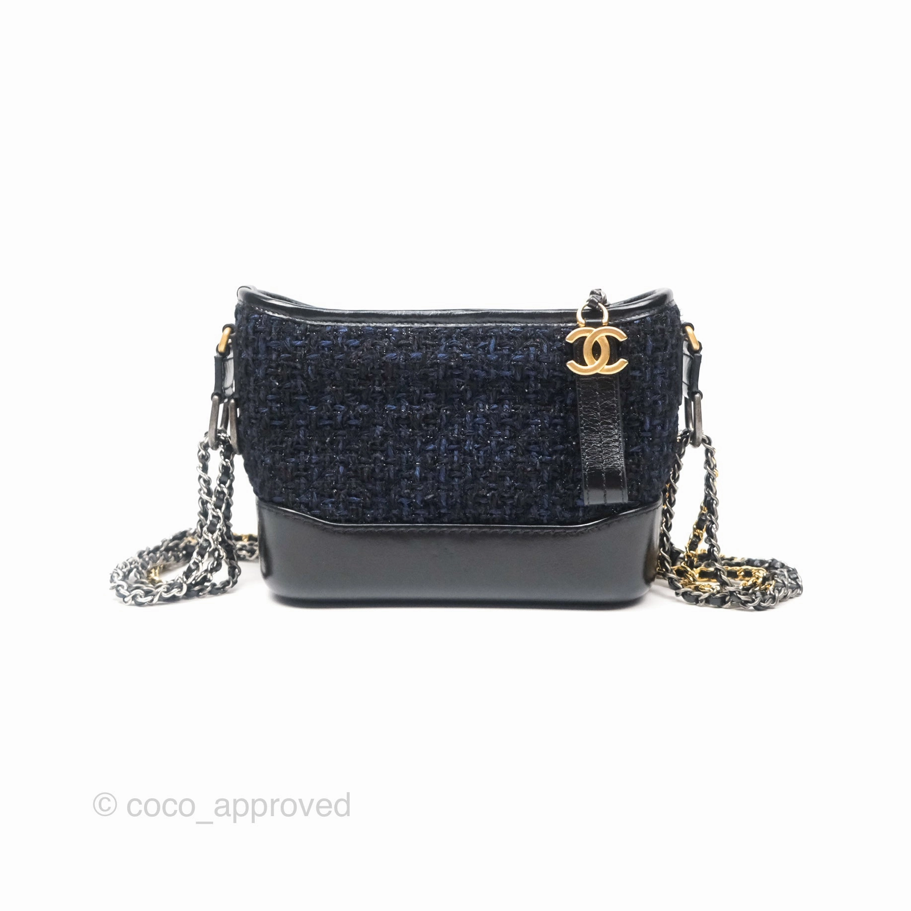 Chanel Small Gabrielle Hobo Black Navy Tweed