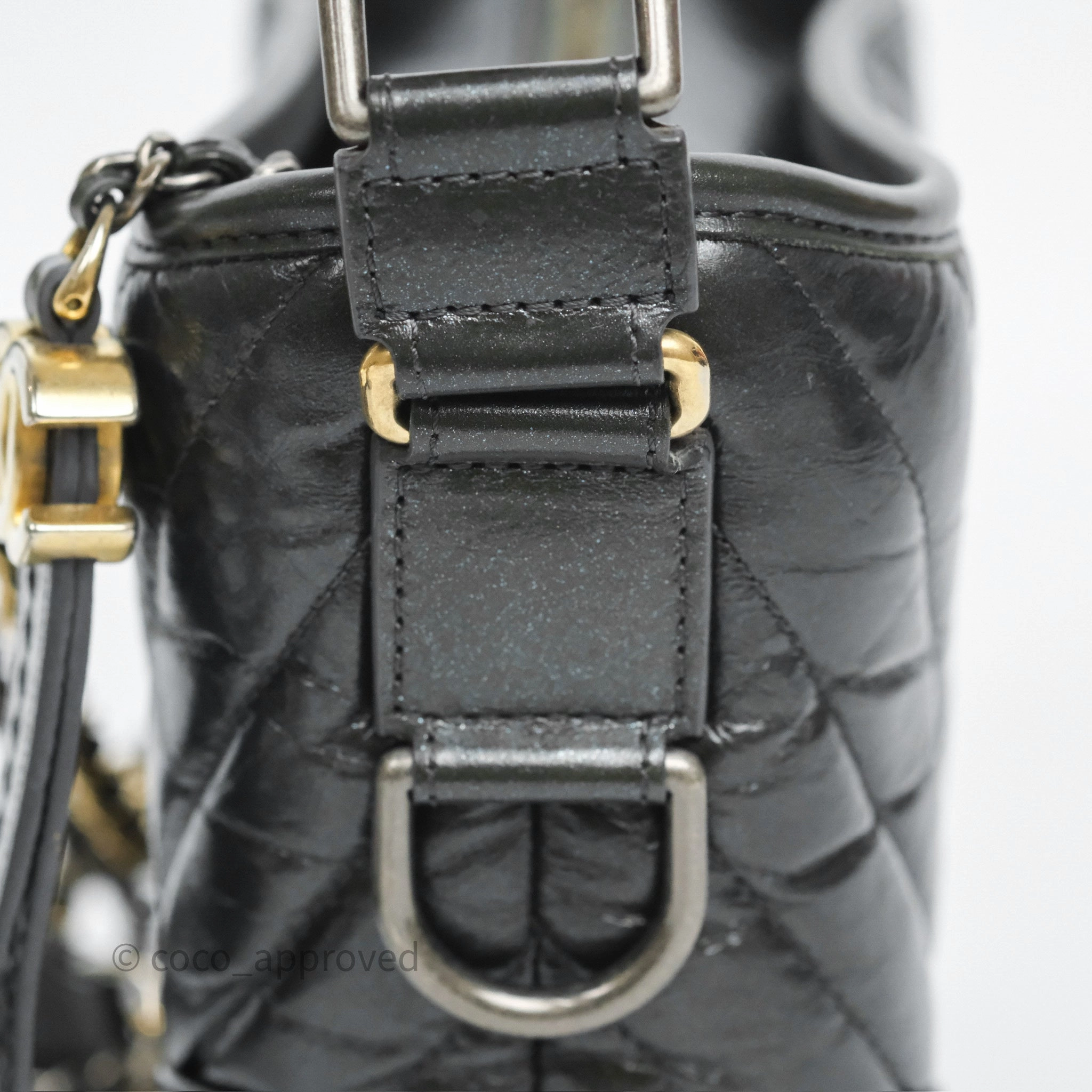 Chanel Small Gabrielle Hobo Chevron Iridescent Grey Aged Calfskin