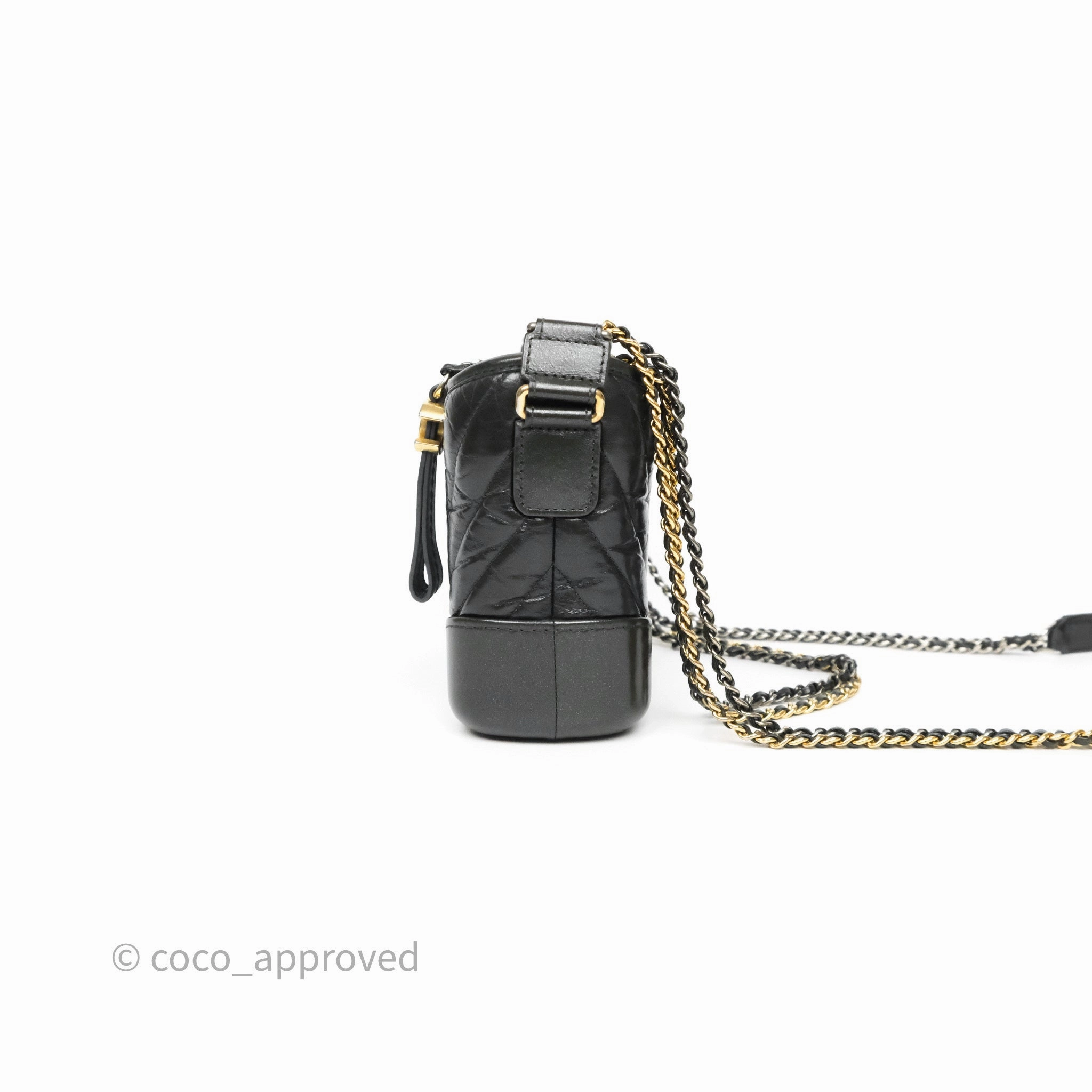 Chanel Small Gabrielle Hobo Chevron Iridescent Grey Aged Calfskin