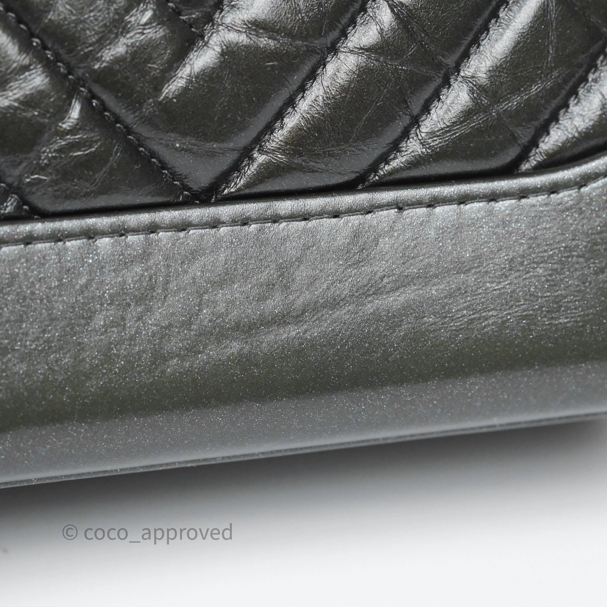 Chanel Small Gabrielle Hobo Chevron Iridescent Grey Aged Calfskin