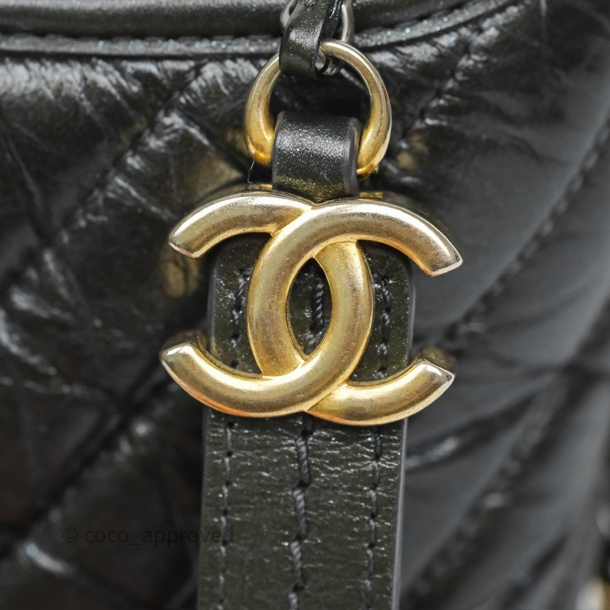 Chanel Small Gabrielle Hobo Chevron Iridescent Grey Aged Calfskin