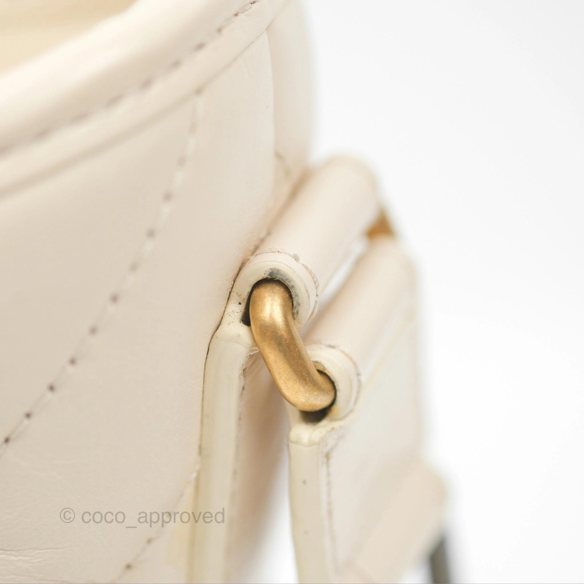 Chanel Small Gabrielle Hobo Chevron Ivory Beige Aged Calfskin
