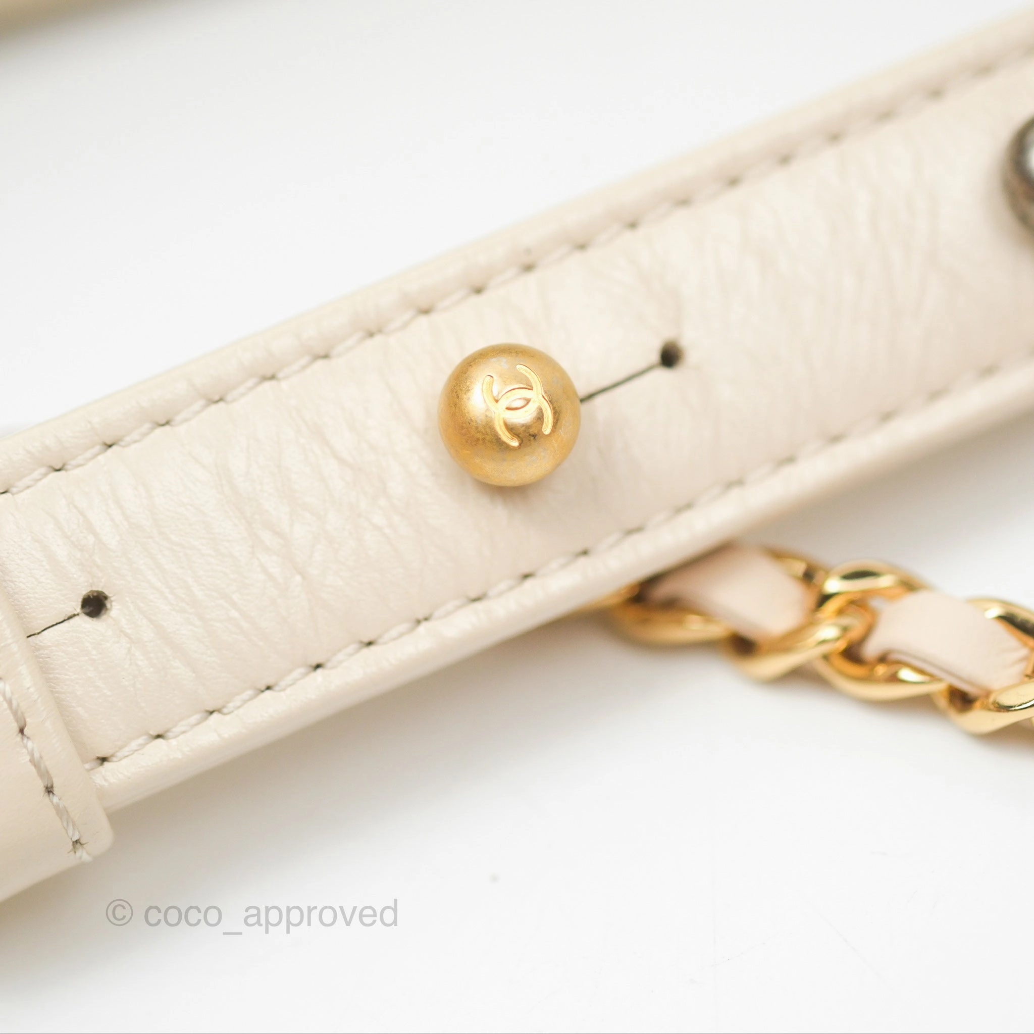 Chanel Small Gabrielle Hobo Chevron Ivory Beige Aged Calfskin