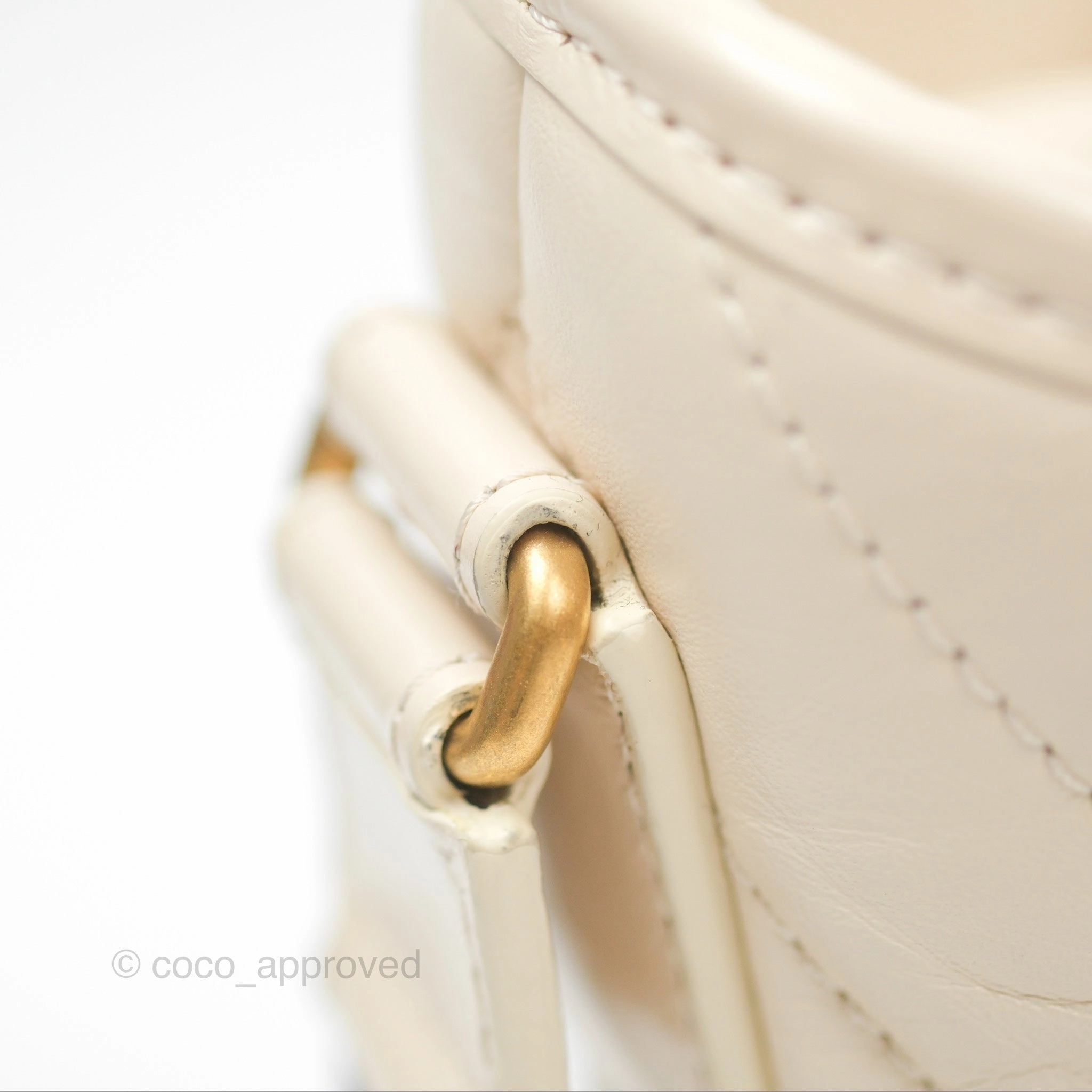 Chanel Small Gabrielle Hobo Chevron Ivory Beige Aged Calfskin