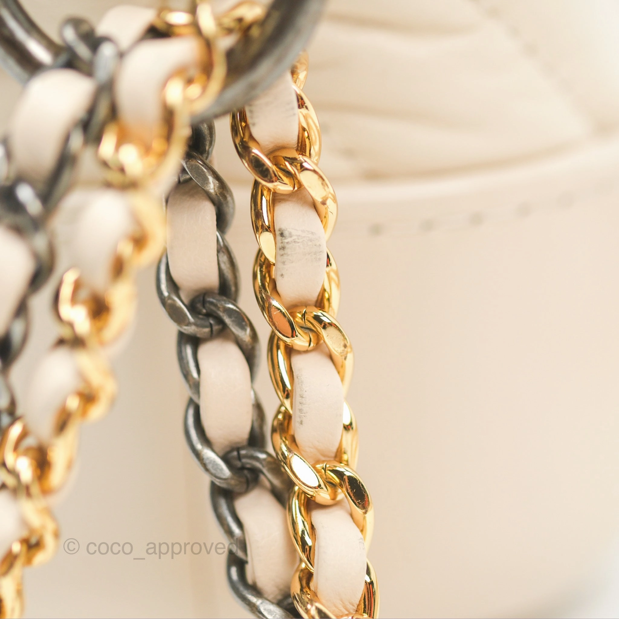 Chanel Small Gabrielle Hobo Chevron Ivory Beige Aged Calfskin