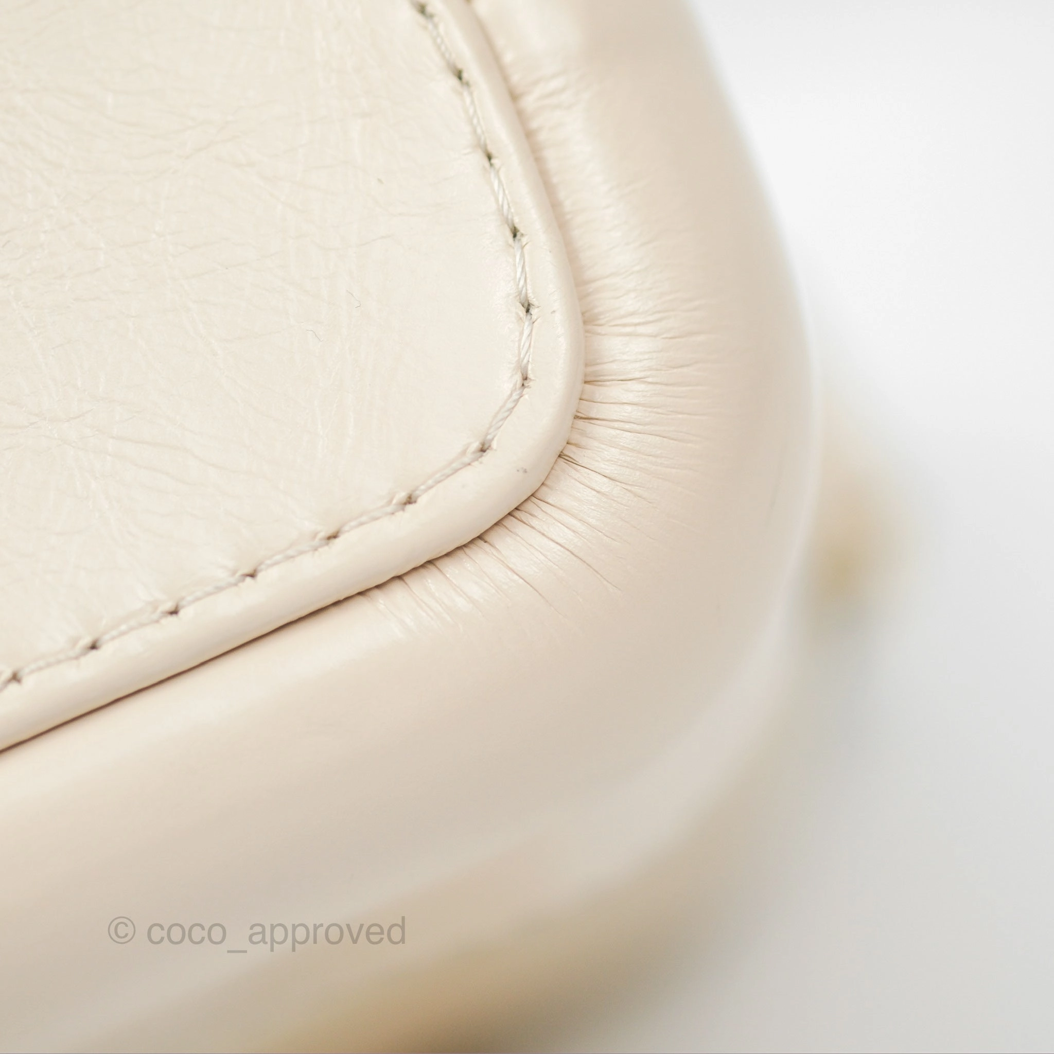 Chanel Small Gabrielle Hobo Chevron Ivory Beige Aged Calfskin