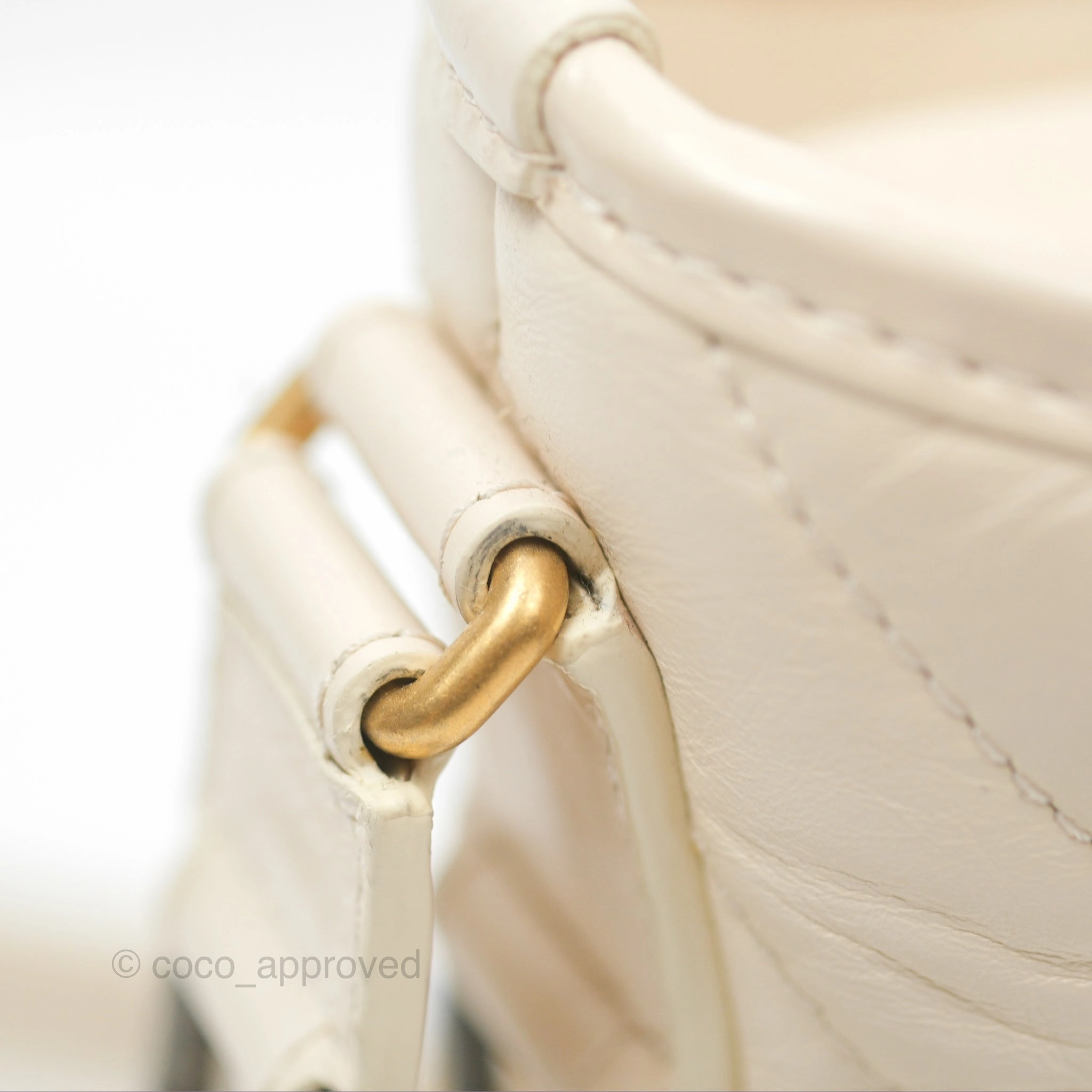 Chanel Small Gabrielle Hobo Chevron Ivory Beige Aged Calfskin