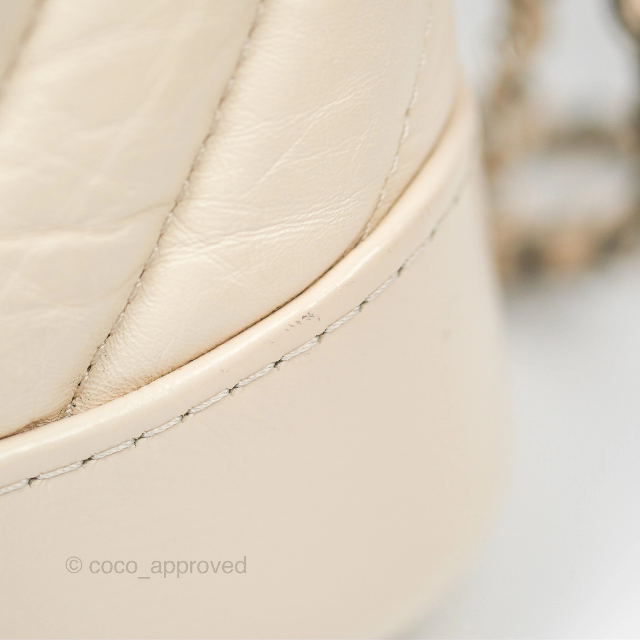 Chanel Small Gabrielle Hobo Chevron Ivory Beige Aged Calfskin