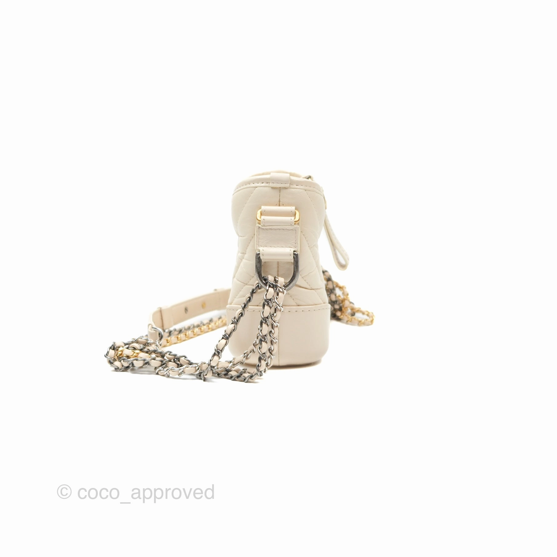 Chanel Small Gabrielle Hobo Chevron Ivory Beige Aged Calfskin