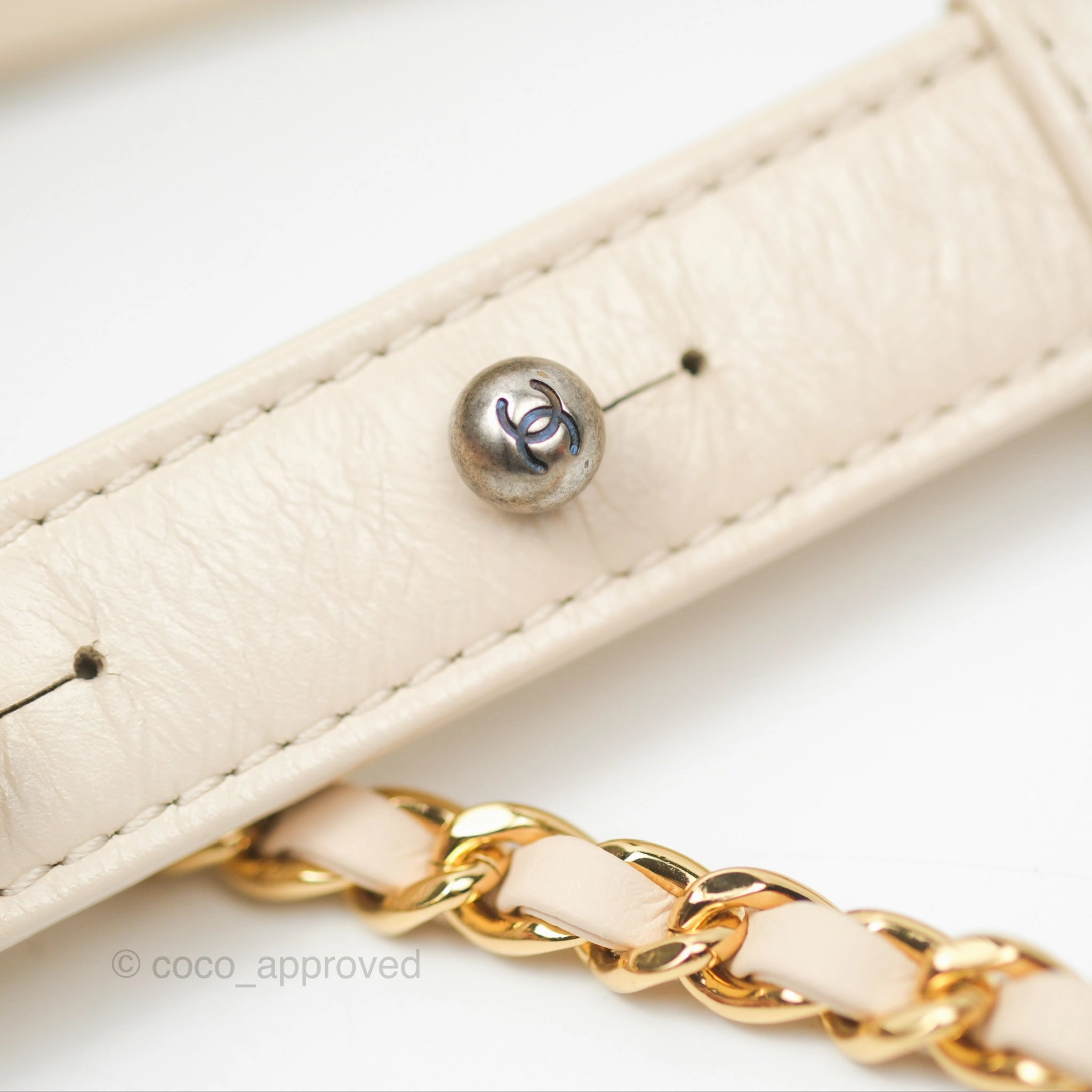 Chanel Small Gabrielle Hobo Chevron Ivory Beige Aged Calfskin