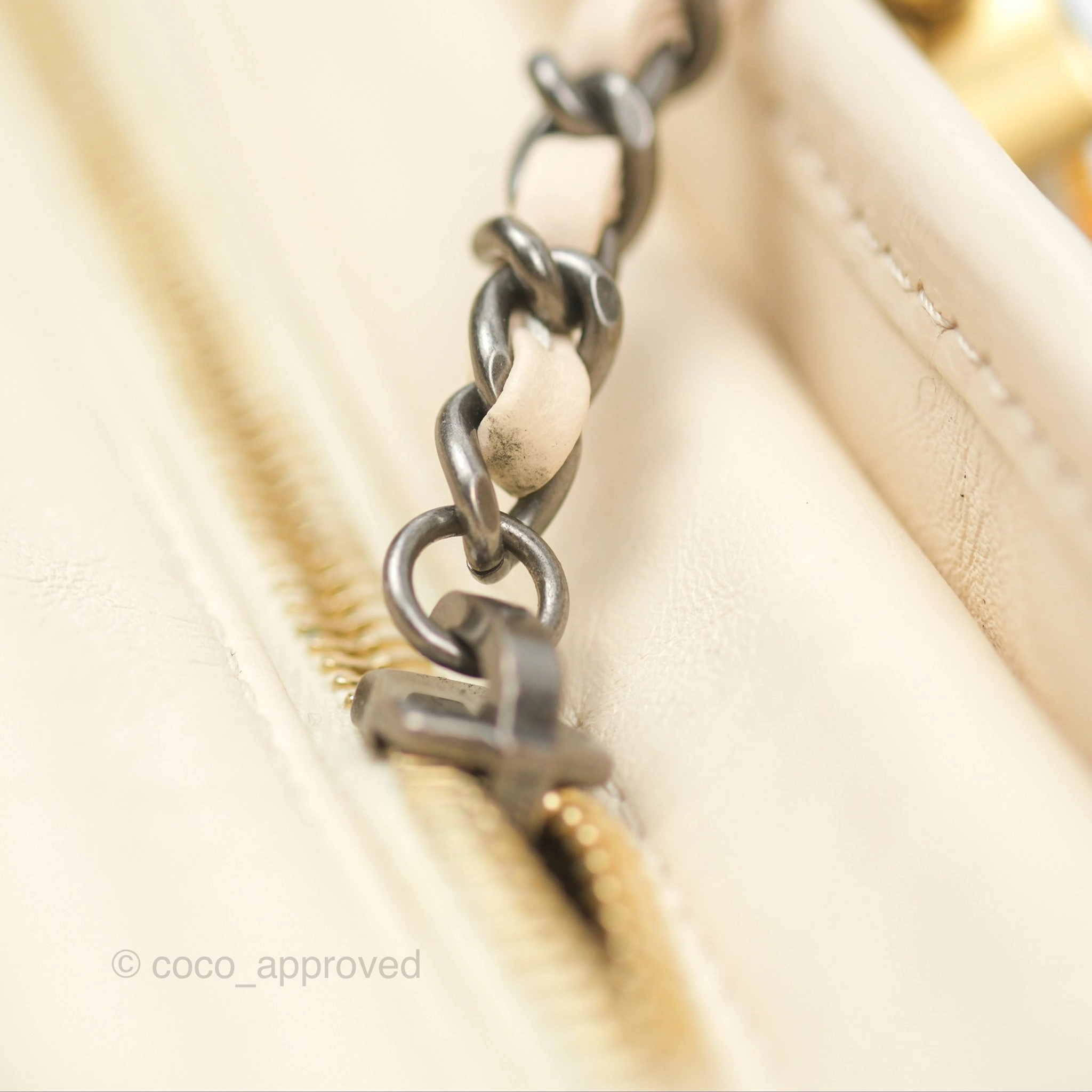 Chanel Small Gabrielle Hobo Chevron Ivory Beige Aged Calfskin