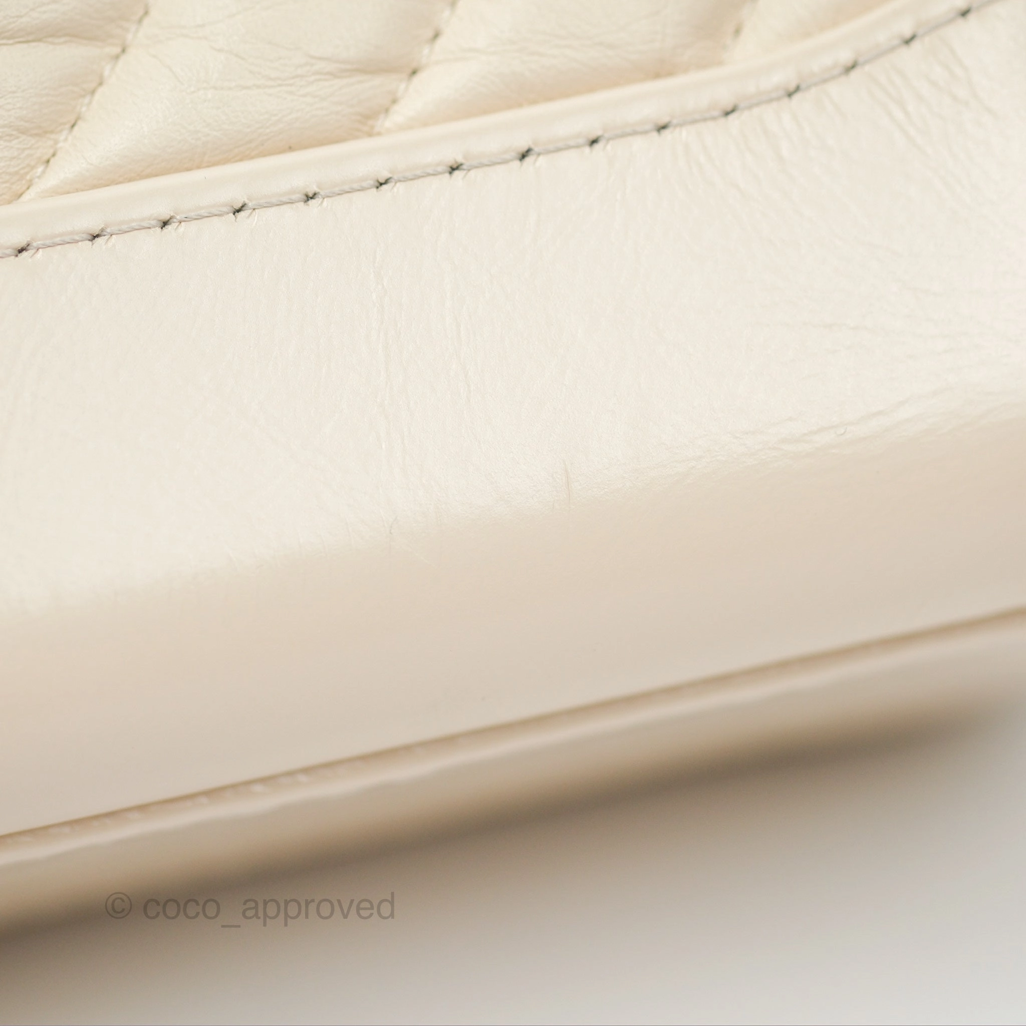 Chanel Small Gabrielle Hobo Chevron Ivory Beige Aged Calfskin
