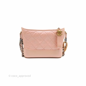 Chanel Small Gabrielle Hobo Iridescent Pink Aged Calfskin Mixed Hardware