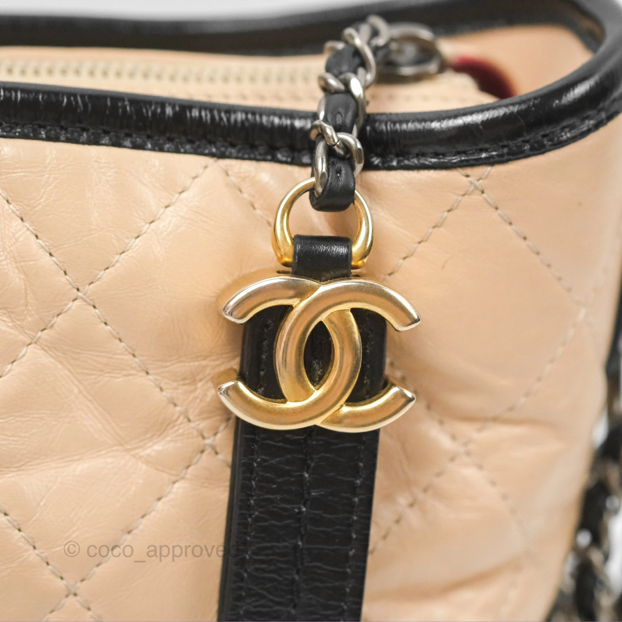 Chanel Small Gabrielle Hobo Quilted Beige Back Aged Calfskin