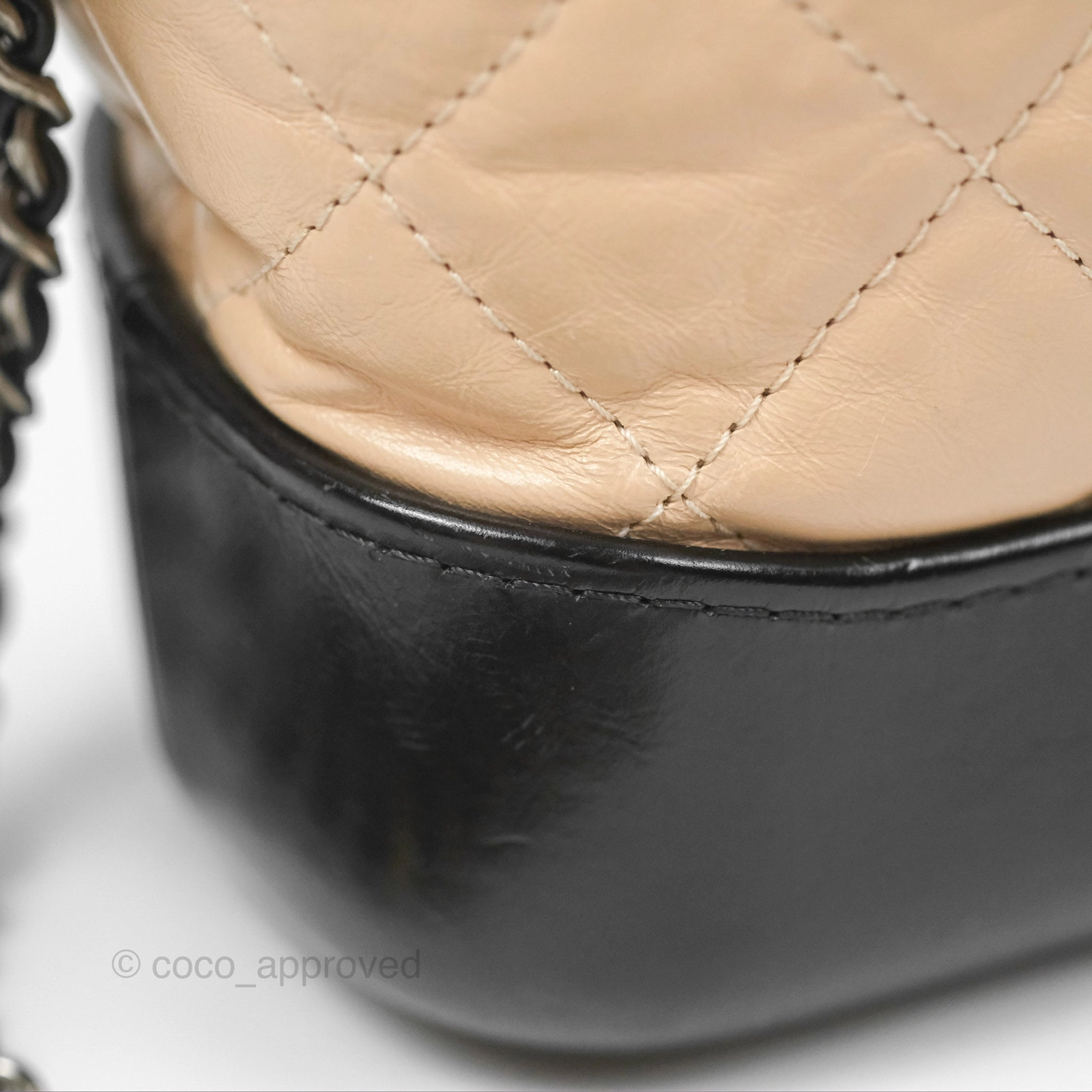 Chanel Small Gabrielle Hobo Quilted Beige Back Aged Calfskin