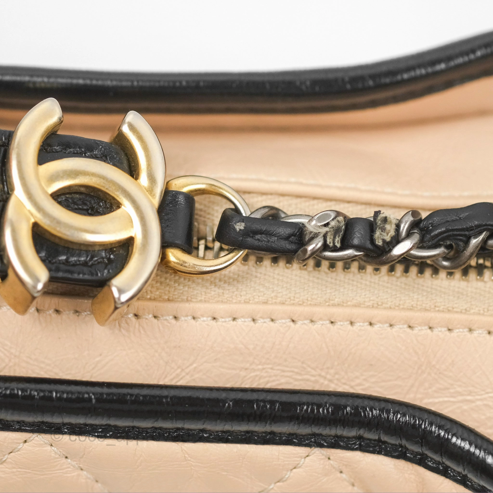 Chanel Small Gabrielle Hobo Quilted Beige Back Aged Calfskin