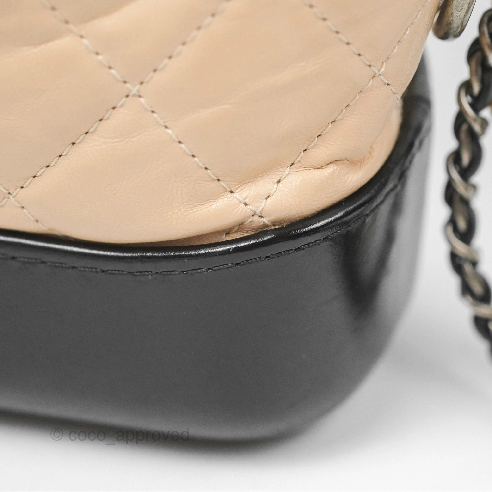 Chanel Small Gabrielle Hobo Quilted Beige Back Aged Calfskin
