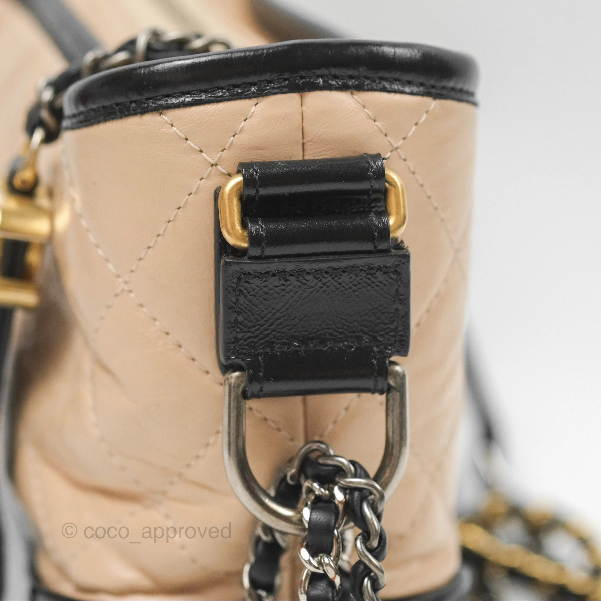 Chanel Small Gabrielle Hobo Quilted Beige Back Aged Calfskin