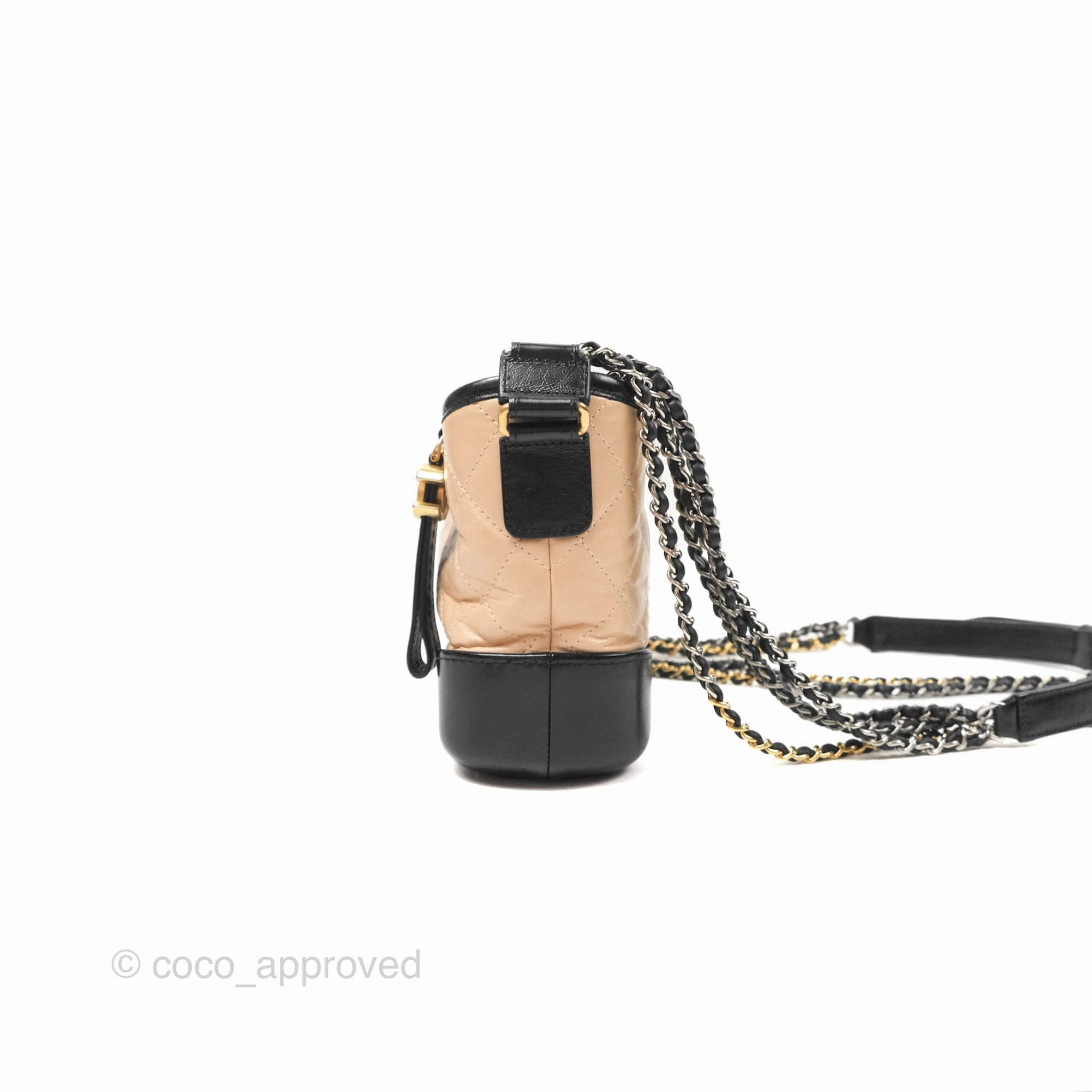 Chanel Small Gabrielle Hobo Quilted Beige Back Aged Calfskin