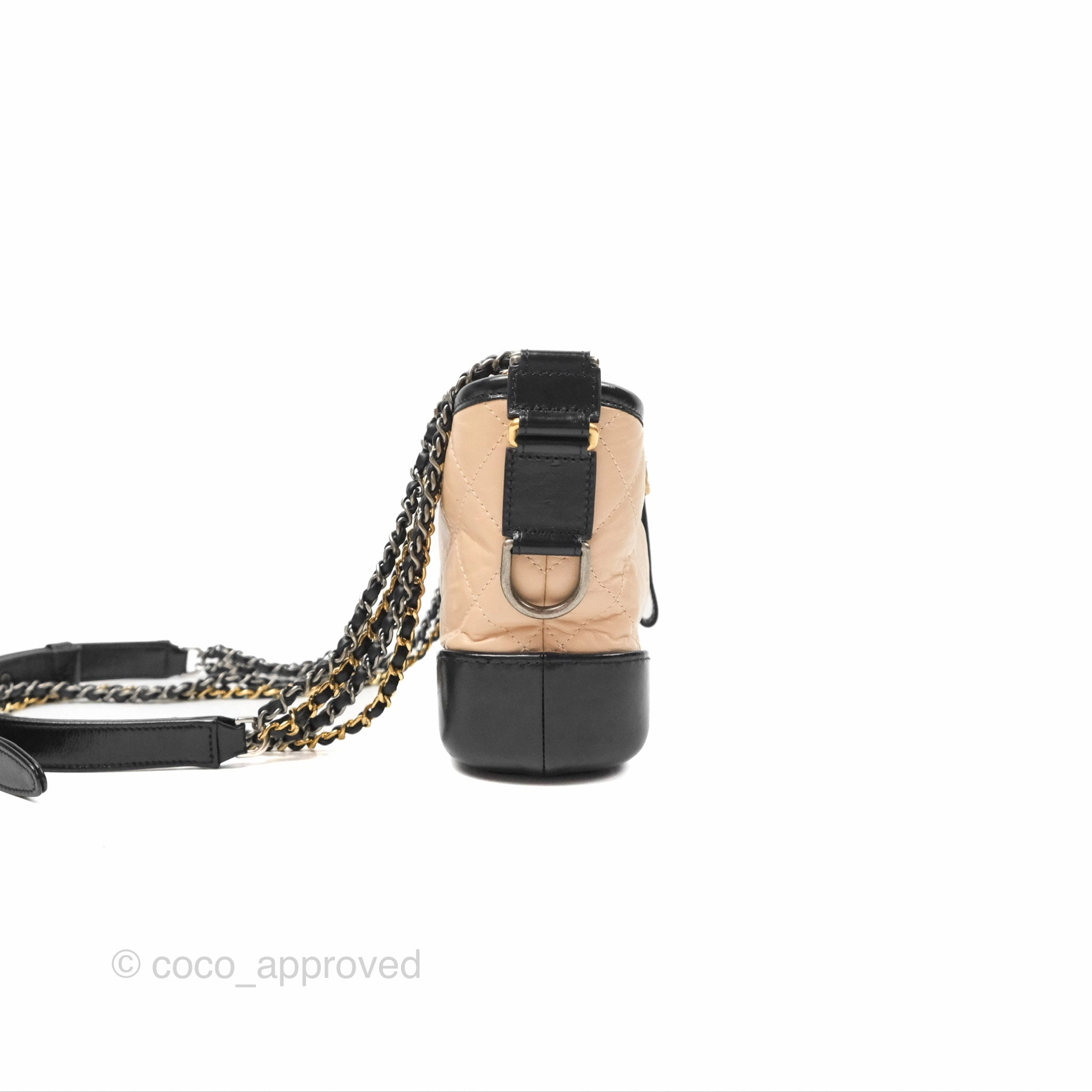 Chanel Small Gabrielle Hobo Quilted Beige Back Aged Calfskin
